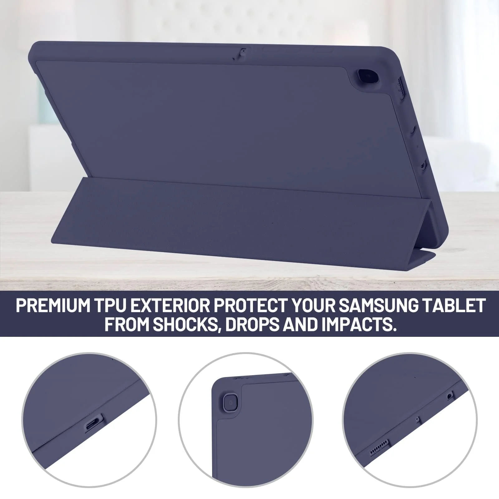 DL3 Mobilak Xiaomi Redmi Pad SE 8.7'' inch 2024 Tablet Case with Pen Holder, Soft TPU Back Trifold Stand Protective Smart Cover Flip, Auto Wake&Sleep - Blue