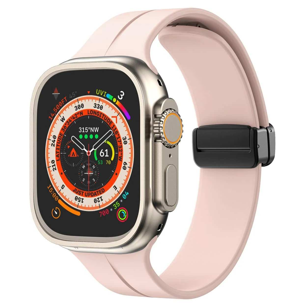 DL3 Mobilak Magnetic Bands for Apple Watch Ultra/Ultra 2 Band 49mm 45mm 44mm 42mm 41mm 40mm 38mm, Soft Sport Silicone Strap for iwatch Series 9/8/7/6/5/4 (Pink, 42mm/44mm/45mm/49mm), unisex-adult - Black