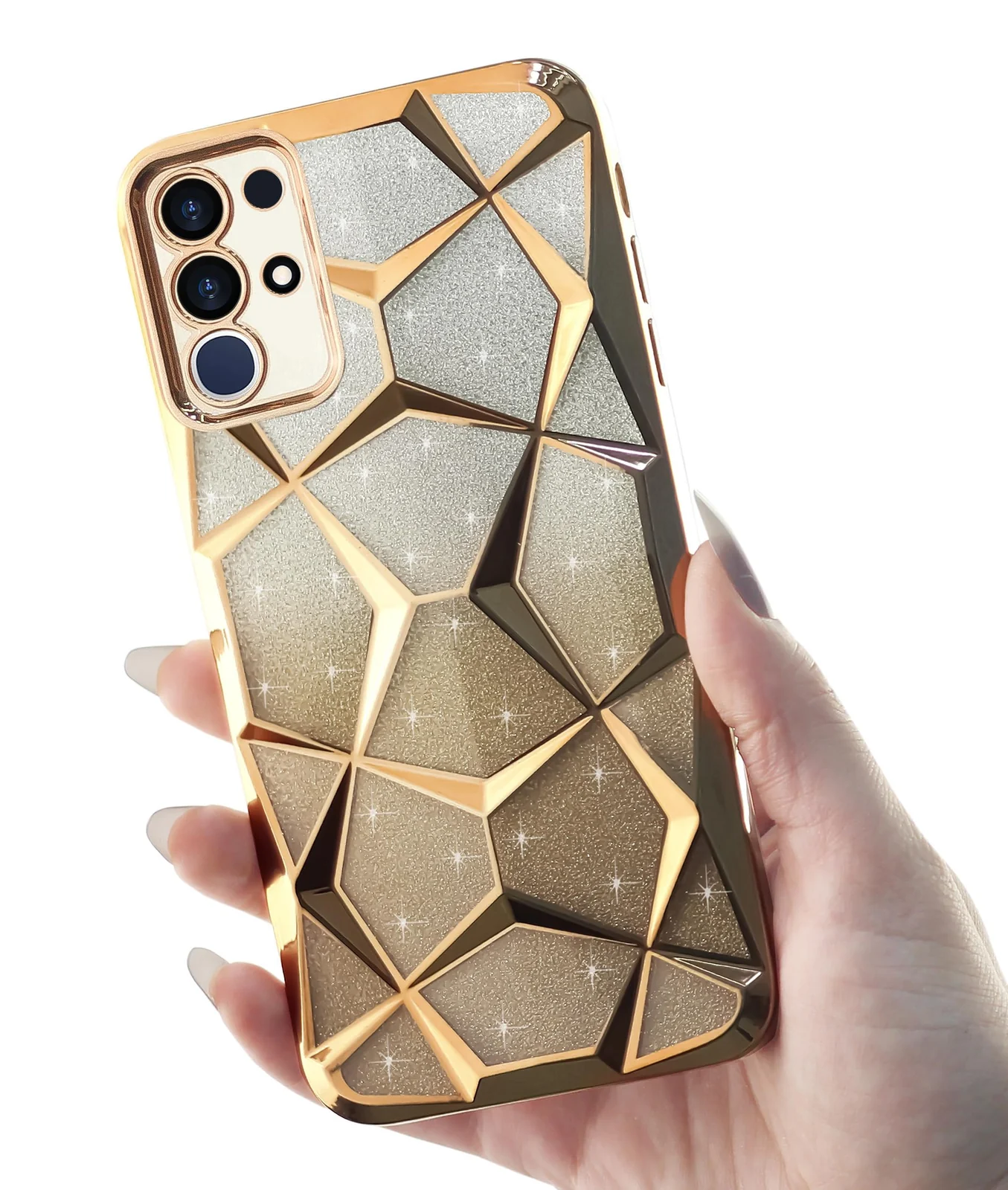 DL3 Mobilak Compatible with Vivo Y29 4G Case Plating Bling Gradient Glitter Clear Cover Soft TPU Silicone Cute Camera Protection Shockproof Back for Women Girls Case - Gold