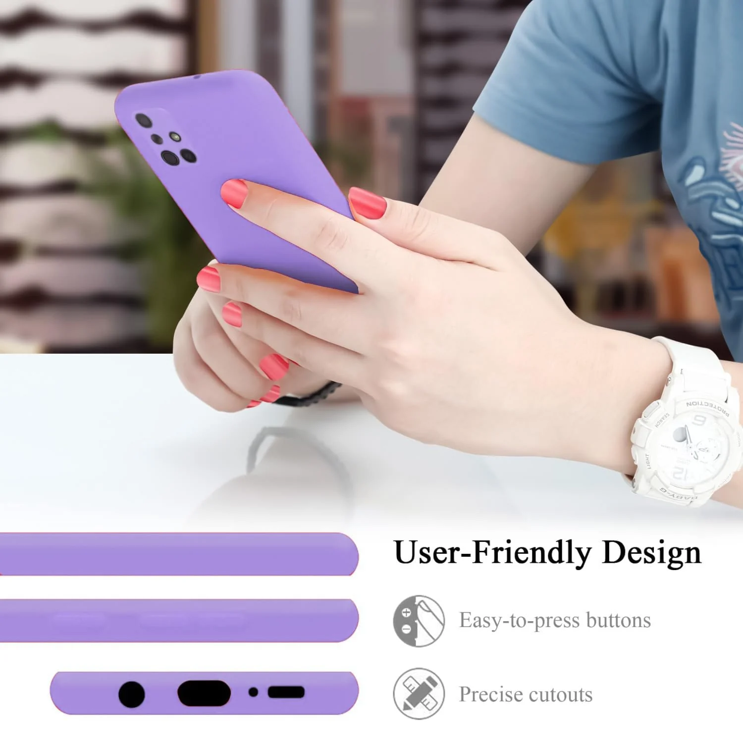 DL3 Mobilak Silicone Protective Case for Samsung Galaxy A71, Shock-absorbing protection, Scratch-resistant surface, Soft microfiber lining - Light Purple