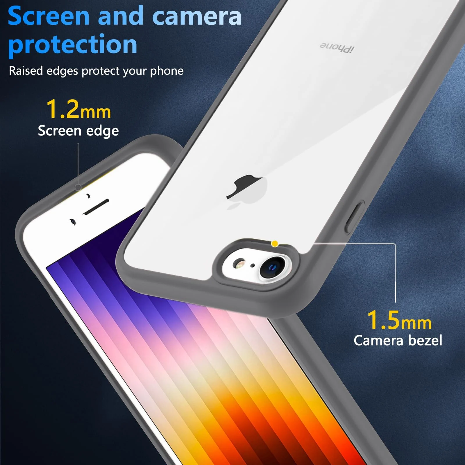 DL3 Mobilak Case Compatible With iPhone 7 Plus/iPhone 8 Plus, Clear Case Shockproof Hard PC +Soft Silicone [Not Yellowing] Transparent Protective Slim Case Phone - Dark Gray