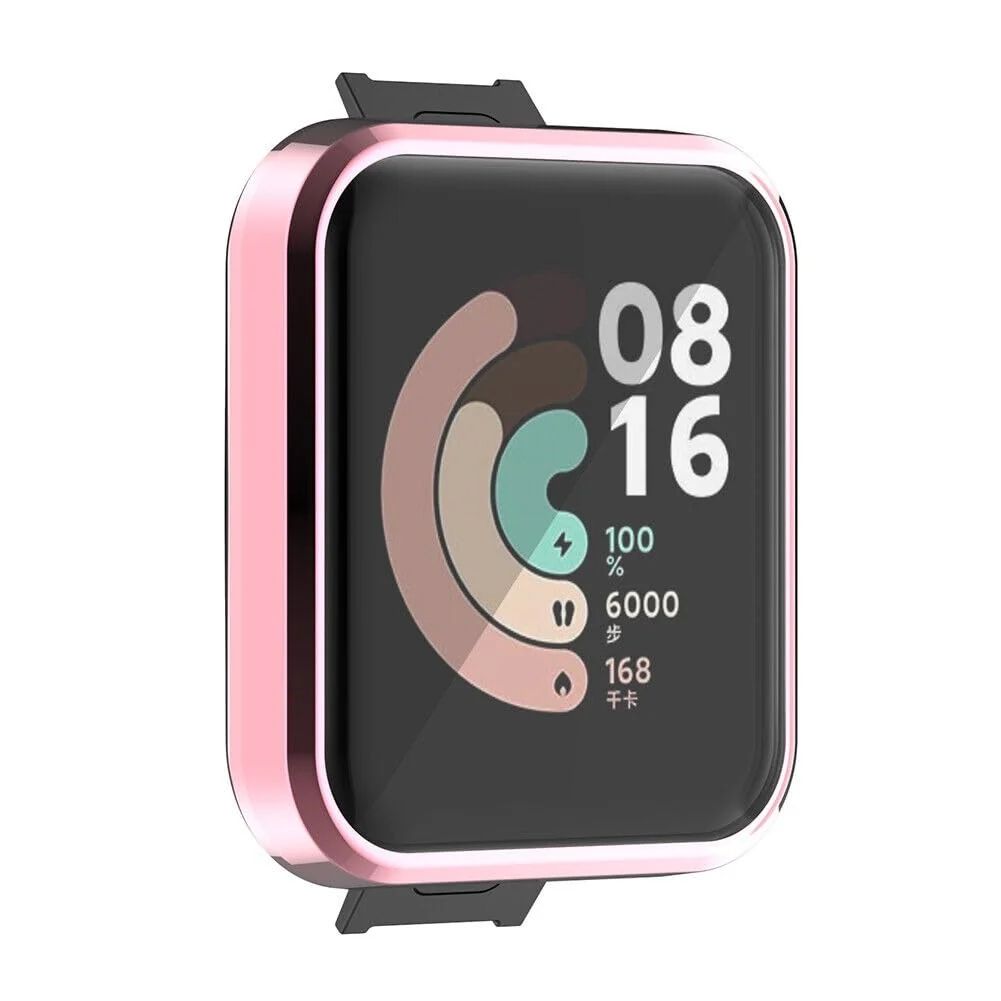 DL3 Mobilak Case Compatible with Xiaomi Mi Watch Lite Case All-Around Screen Protector Watch Soft TPU Shockproof Cover Slim Guard Thin Bumper Shell Protector - Pink