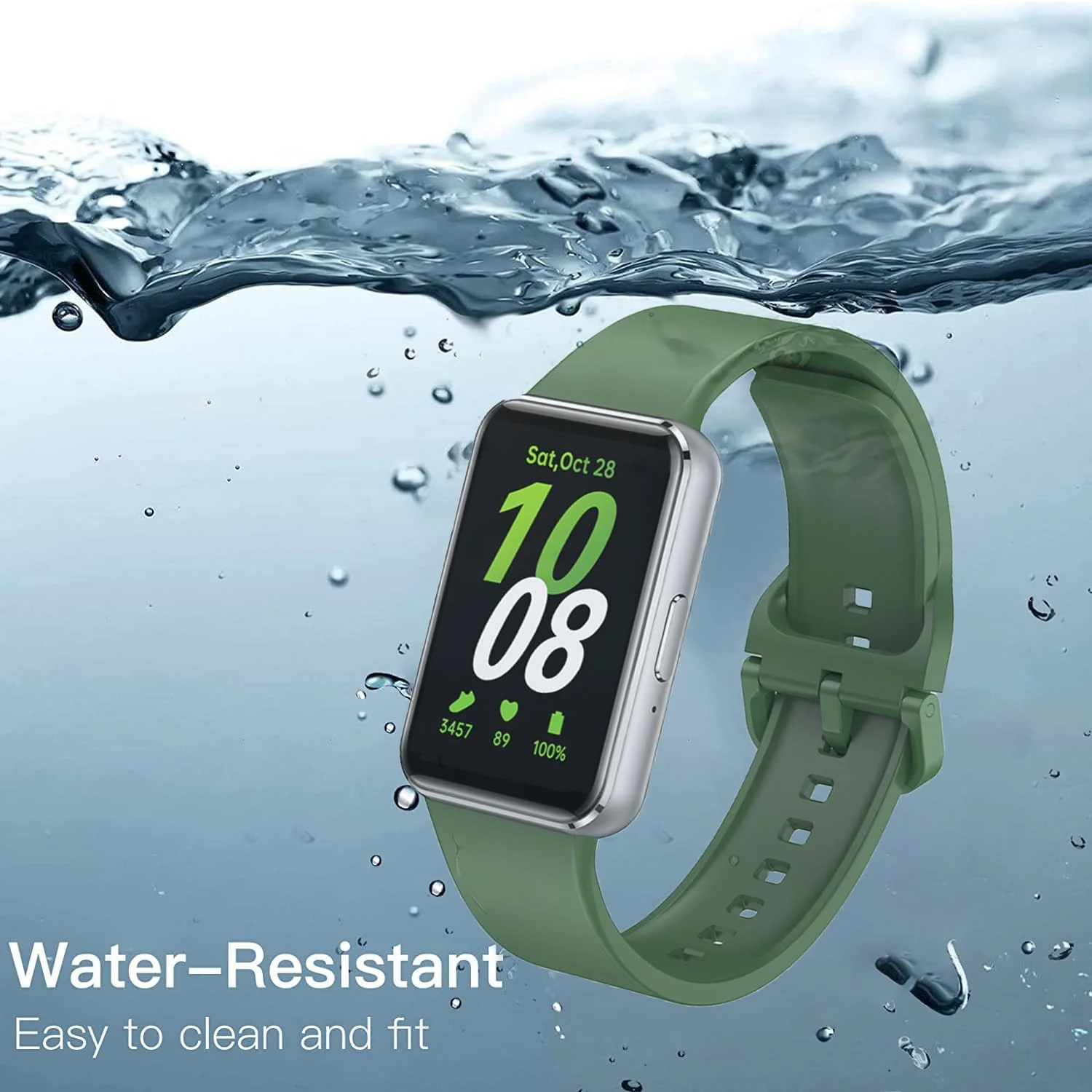 DL3 MOBILAK Soft Silicone Sport Watch Strap for Samsung Galaxy Fit 3, Army Green
