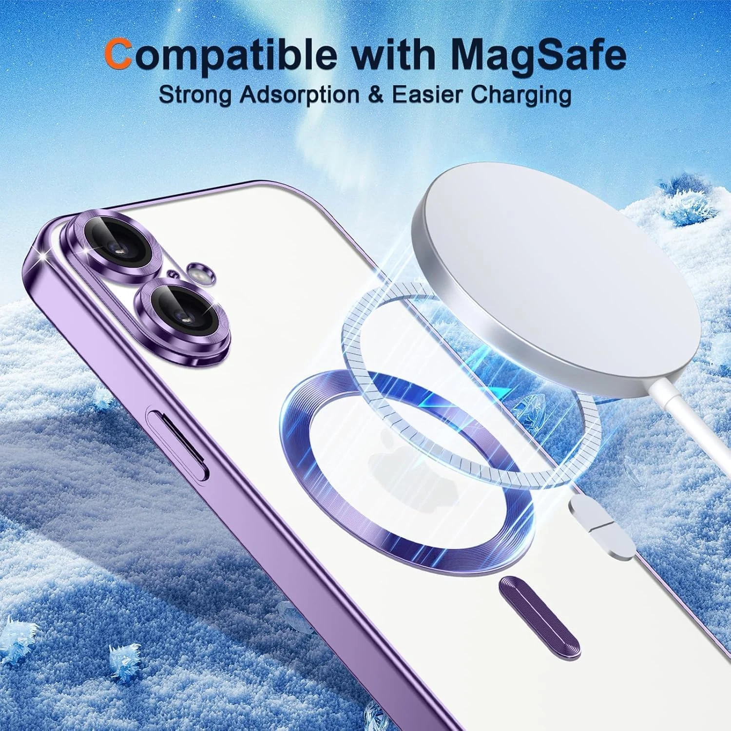 DL3 Mobilak Plated-Edge Protective Case for iPhone 17, Compatible with MagSafe accessories, Supports wireless charging, Camera protection - Purple