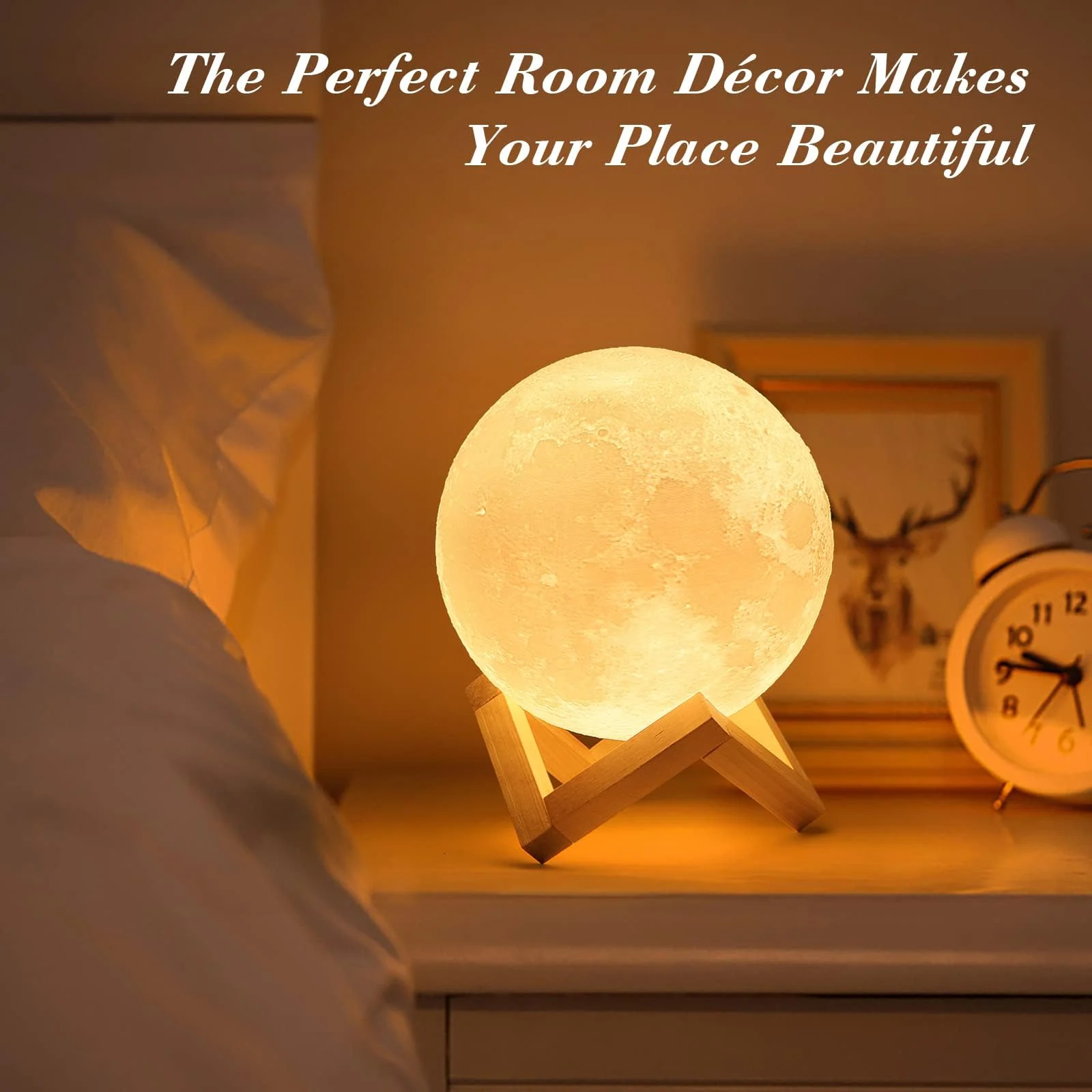 Mobigon 1500ML Air Humidifier 3D Moon Lamp light Diffuser Aroma Essential Oil USB Ultrasonic Humidificador Night Mist Purifier - White