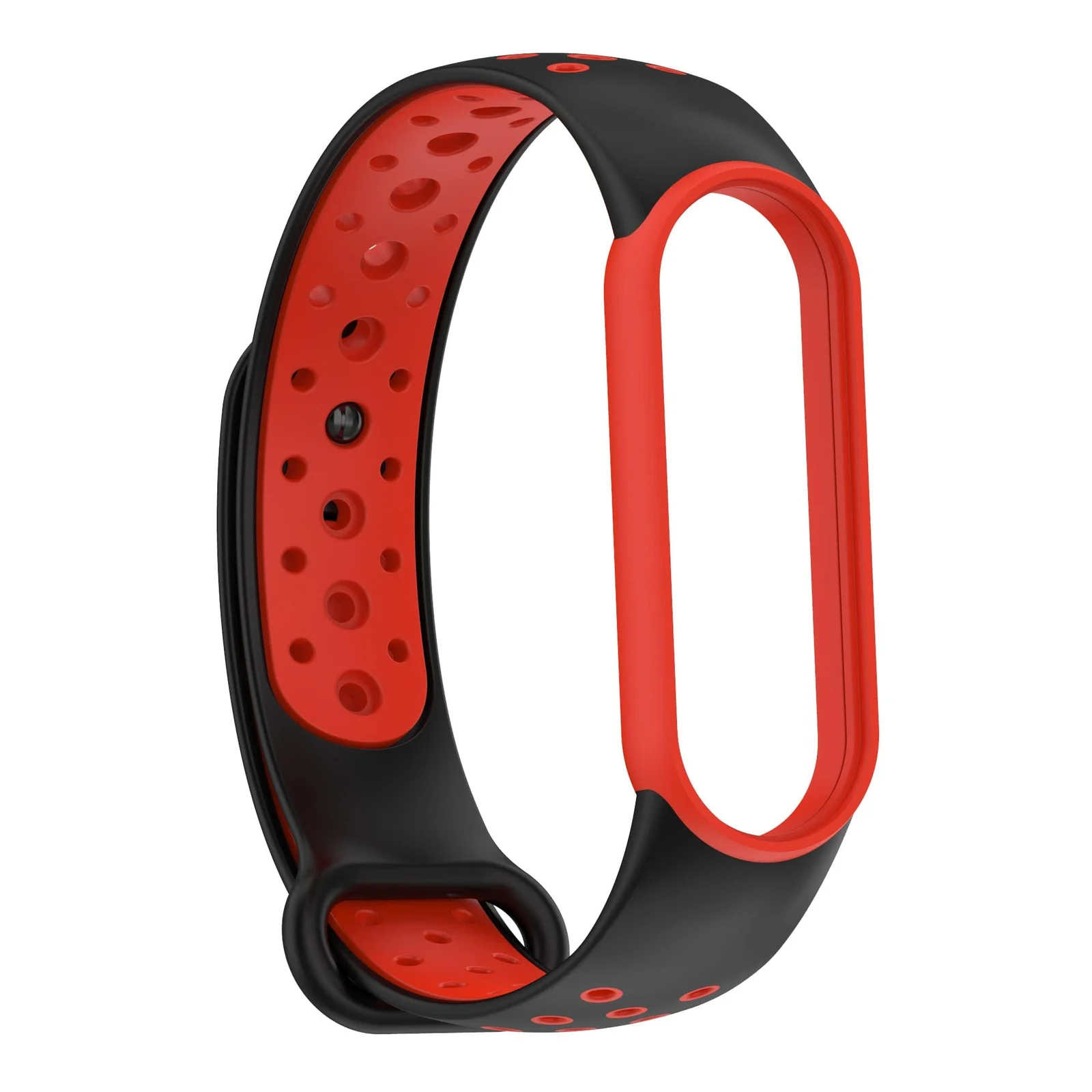 DL3 Mobilak Strap Compatible with Xiaomi Mi Band 4 / Mi Band 3, Women Men Armband, Two Colours Breathable Adjustable Soft Silicone Replacement Strap Compatible with Xiaomi Mi Band 3/4 - Black Red