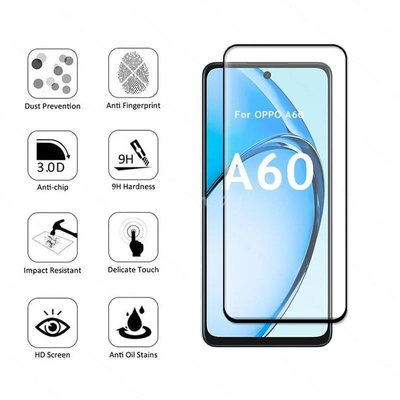 DL3 Mobilak 5D Full Glass Screen Protector For OPPO A60 Black Frame - Clear