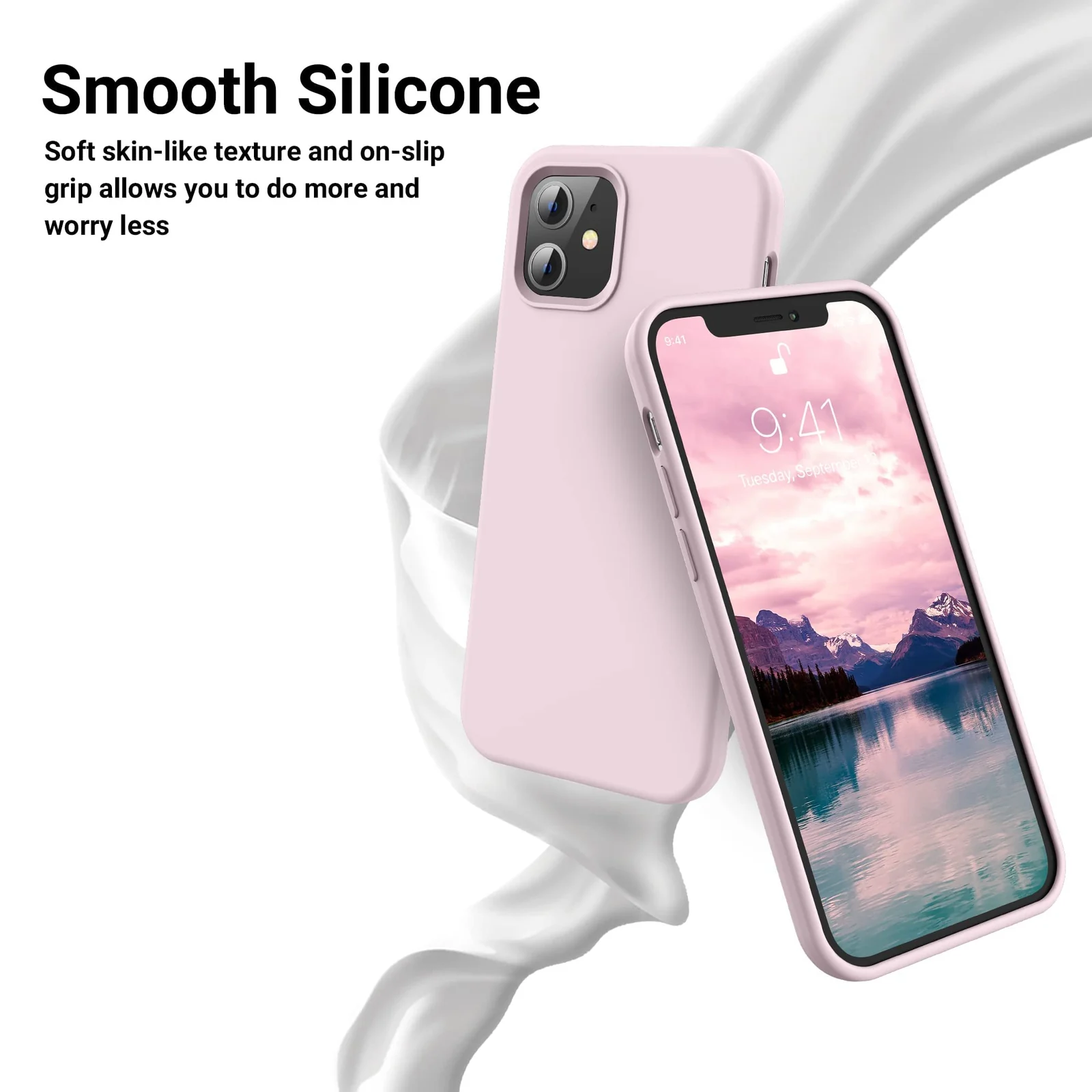 DL3 Mobilak Liquid Silicone Protective Case with Soft Microfiber Lining for iPhone 11 (6.1 Inch) - Ice Pink