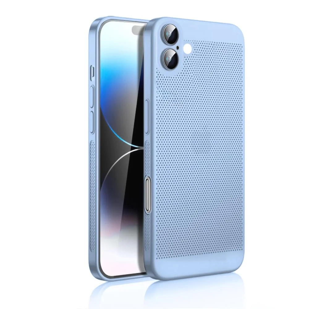 DL3 Mobilak Heat-Dissipation Hard PC Case with Built-In Camera Lens Protector for iPhone 16 Plus 6.7-Inch - Baby Blue