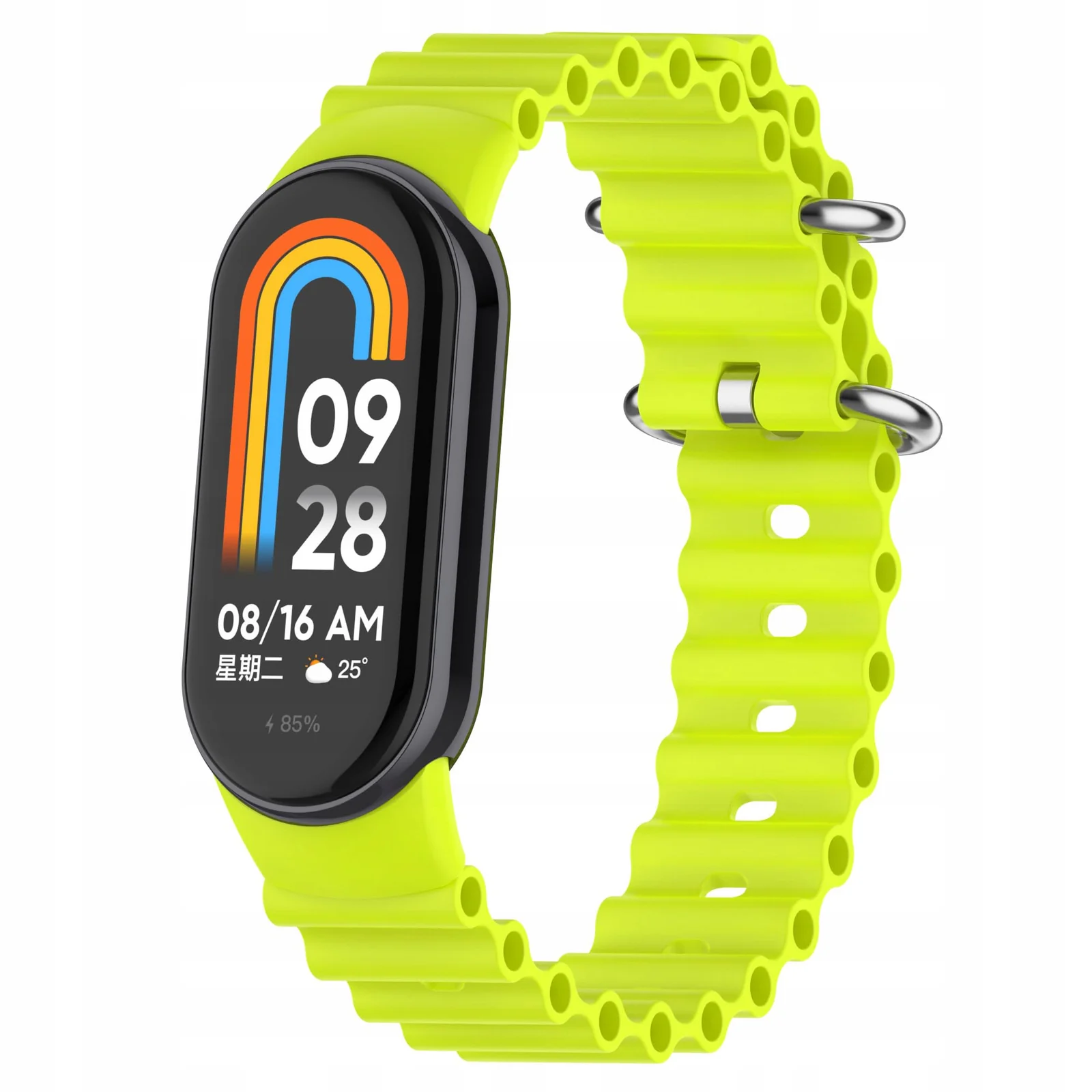 DL3 Mobilak Ocean Band for Xiaomi Mi Band 9 / Xiaomi Mi Band 8, Adjustable Silicone Stretchy Sport Strap Women Men Replacement Wristband For Xiaomi Smart Band 8 / Xiaomi Smart Band 9 - Yellow