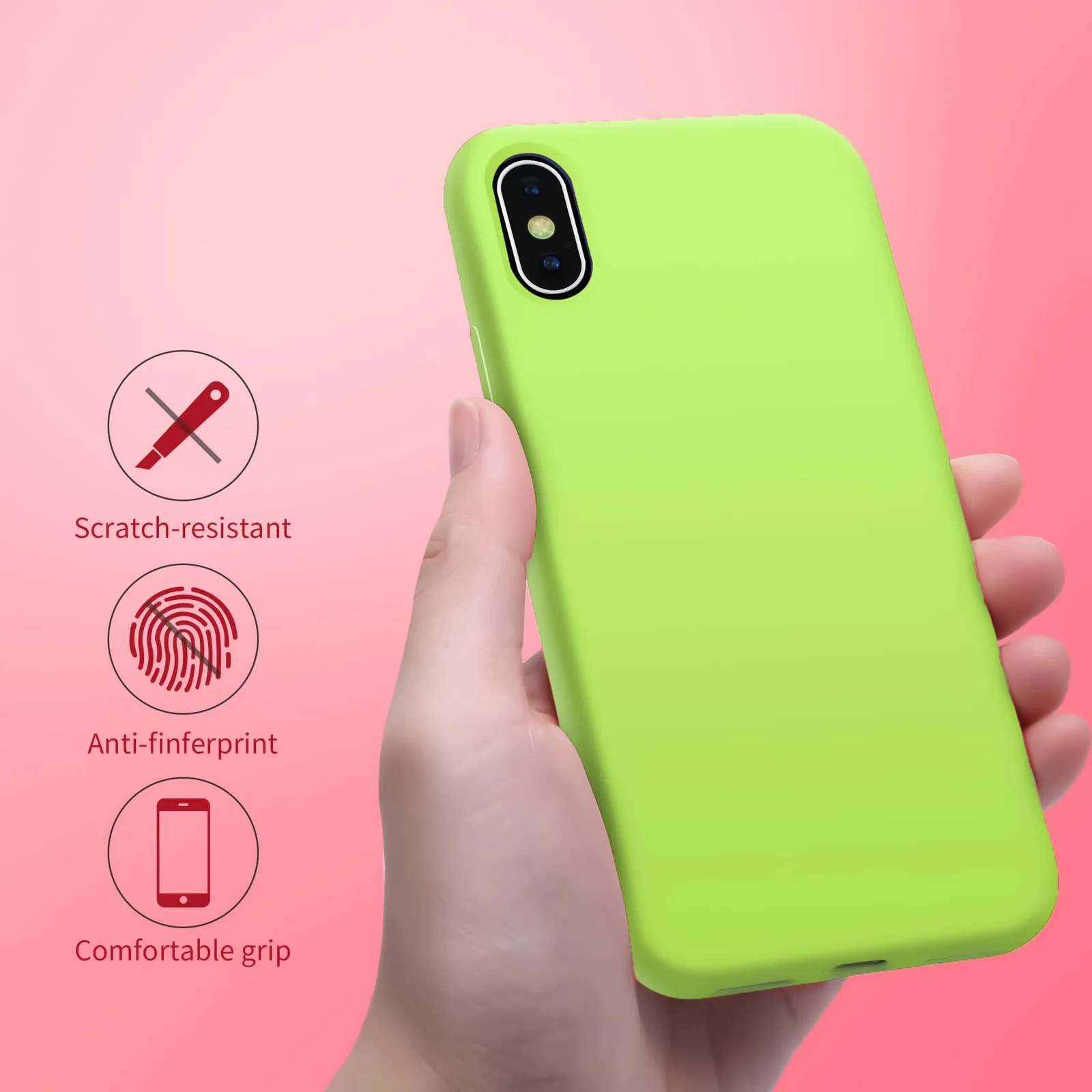 DL3 Mobilak Liquid Silicone Protective Case for iPhone X / iPhone XS with Camera Protection and Microfiber Lining - Lemon