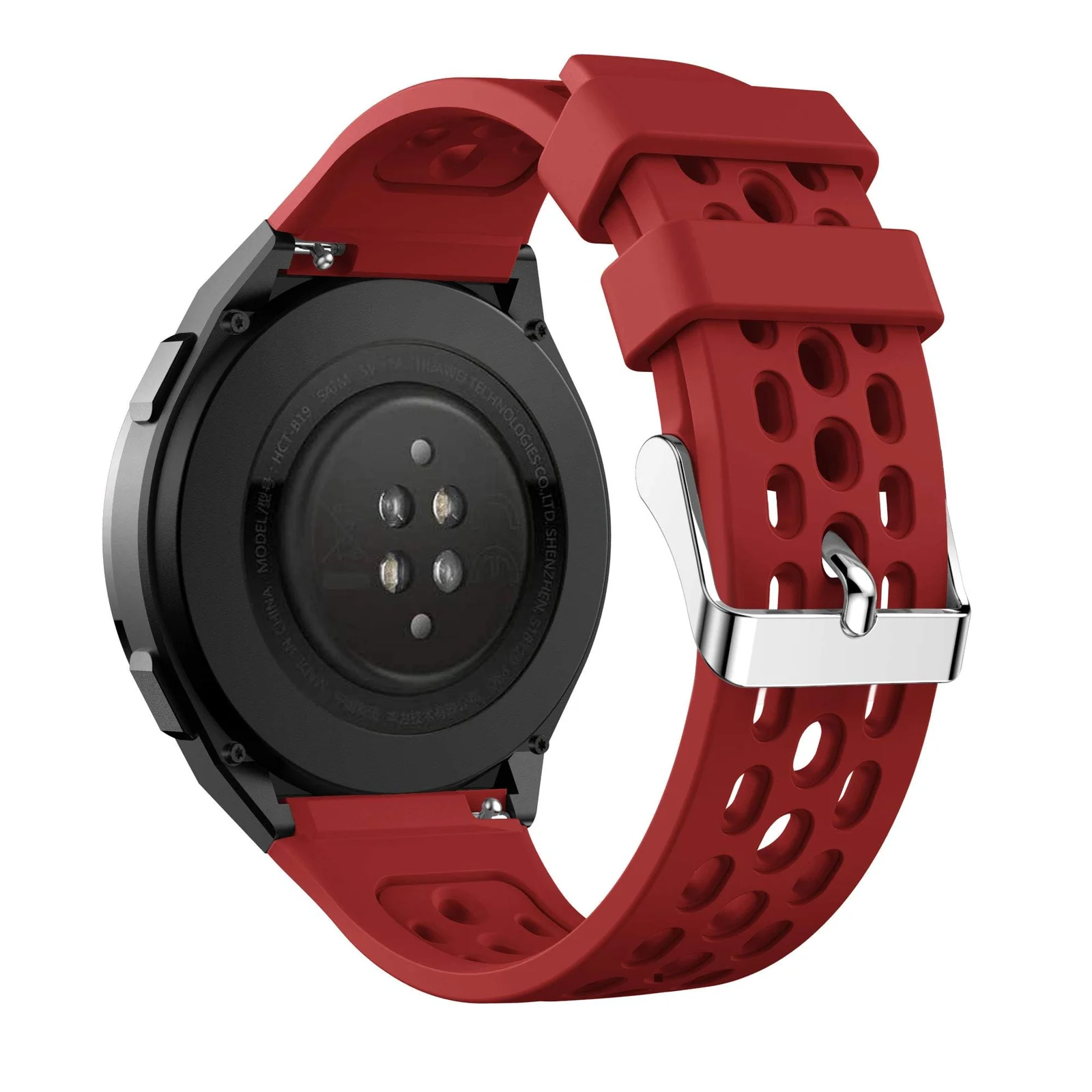 Dl3 Mobilak Strap Replacement Bands Compatible with 22MM Huawei Watch GT2E Bands,Adjustable Accessory Soft Silicone Sport Wristband for Women Men (Red)