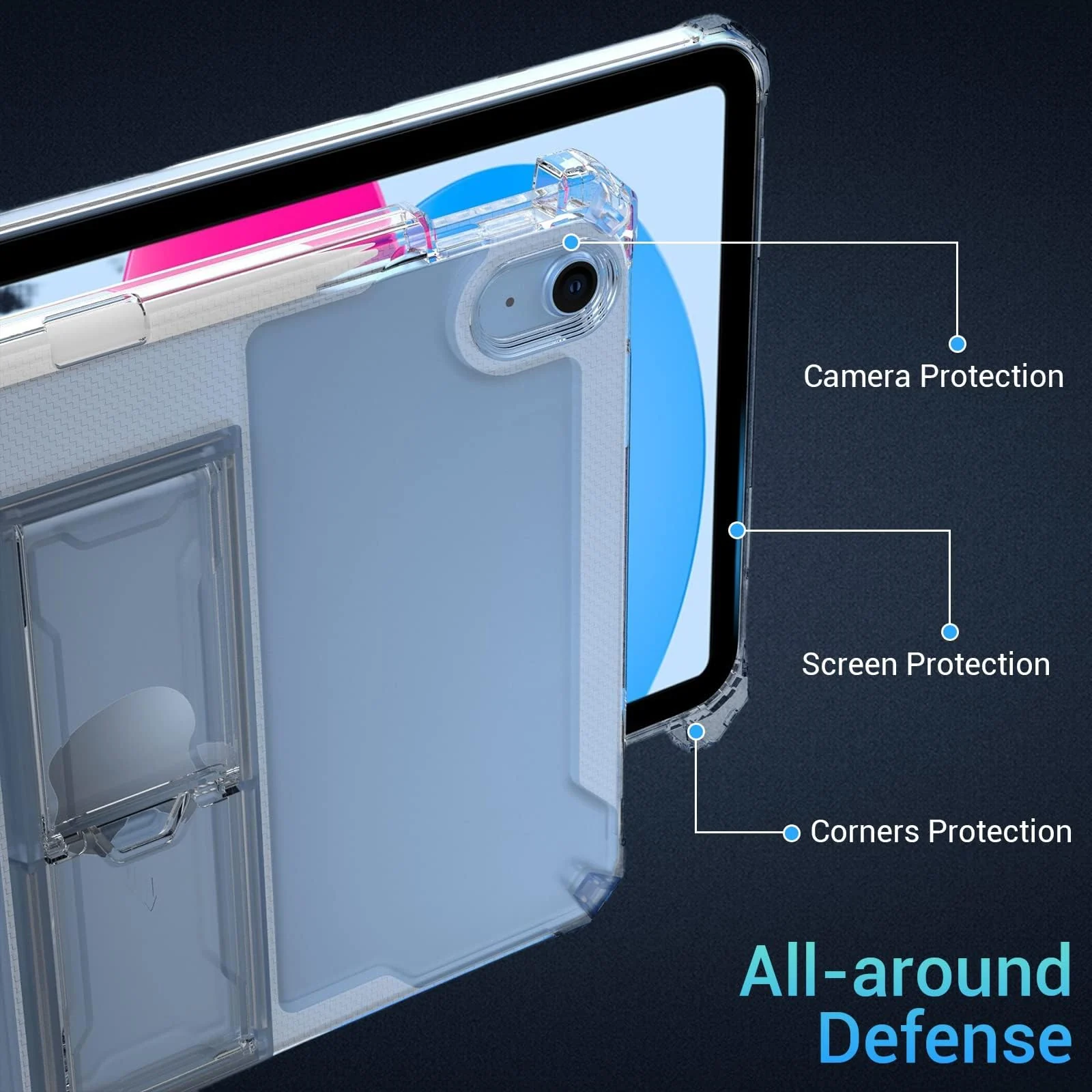 DL3 Mobilak Transparent Case for iPad (A16) 11th Generation 11 Inch, iPad 10th Generation 10.9 Inch Shockproof, Slim Lightweight Anti-Yellowing Bumper, Kickstand Cover, with Pencil Holder - Clear
