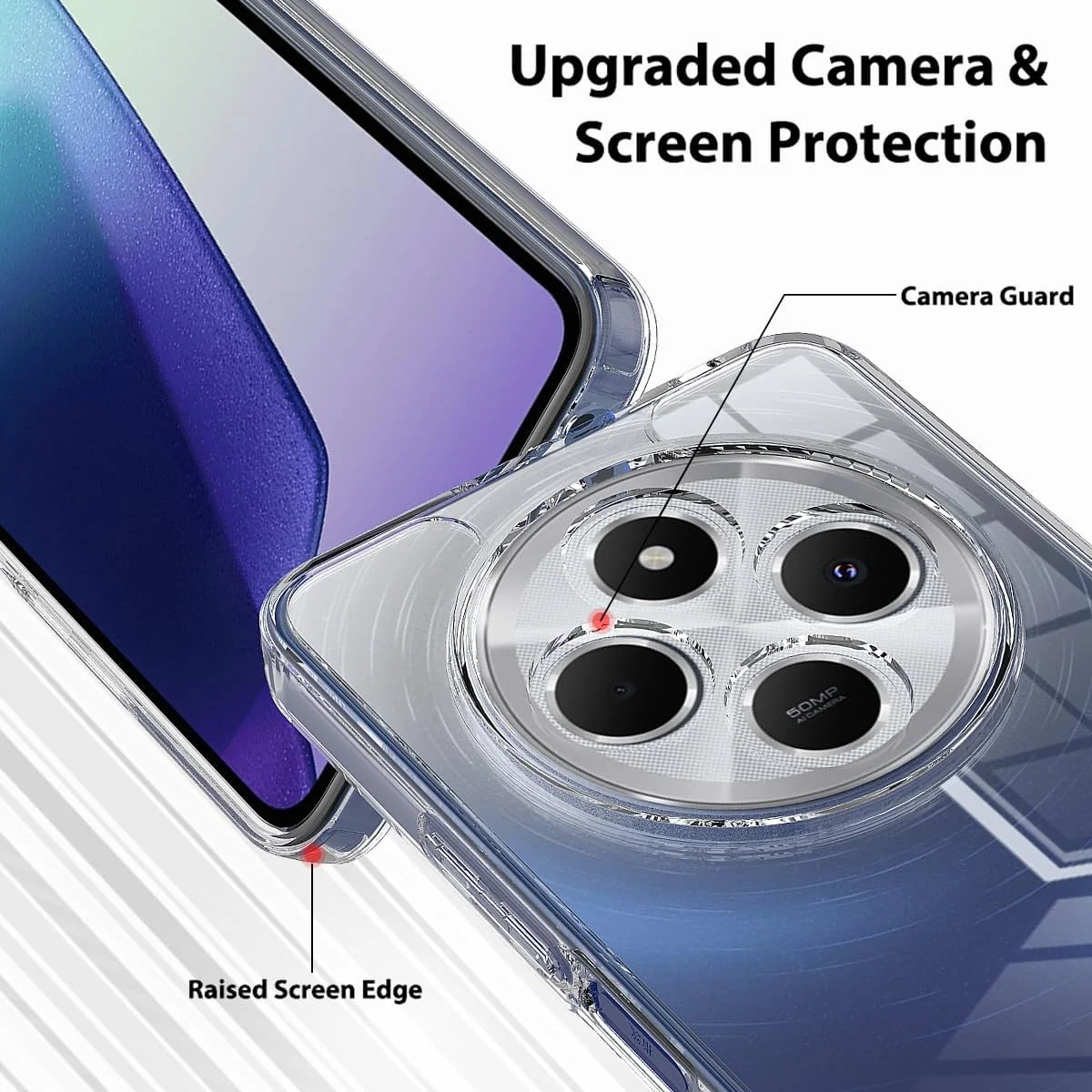 DL3 Mobilak Camera Protective Case Compatible with Xiaomi Redmi 14C 4G/Poco C75 Cover, Mobile Phone Case Thin Soft Silicone Anti-Yellow Protective Case - Clear