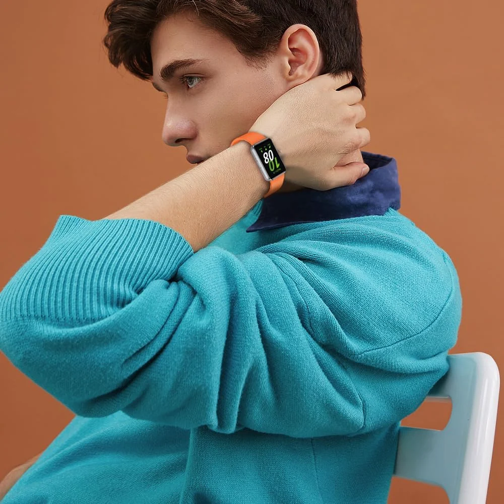 DL3 MOBILAK Silicone Bracelet for Samsung Galaxy Fit 3 Strap, Soft Silicone Sport Replacement Strap For Women/Men, Adjustable Waterproof Sports Band - Orange
