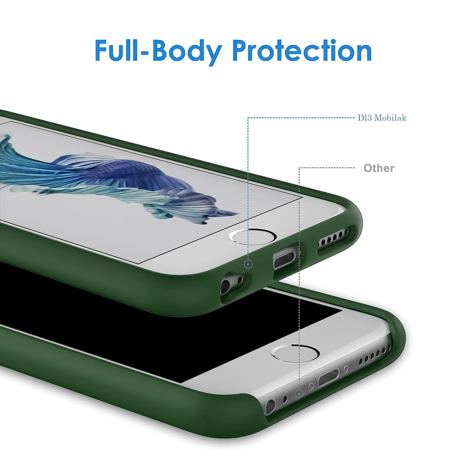 DL3 Mobilak Compatible with iPhone 6 Plus / 6S Plus Case, Liquid Silicone Case, Full Body Protective Cover, Shockproof, Slim Phone Case, Anti-Scratch Soft Microfiber Lining - A. Green