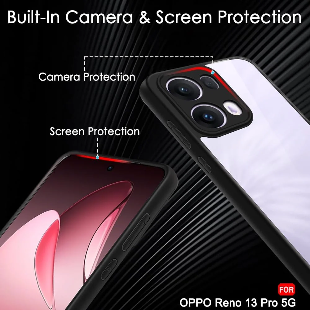 DL3 Mobilak Clear Protective Case for OPPO Reno 13 Pro 5G / OPPO Reno13 Pro 5G - Black