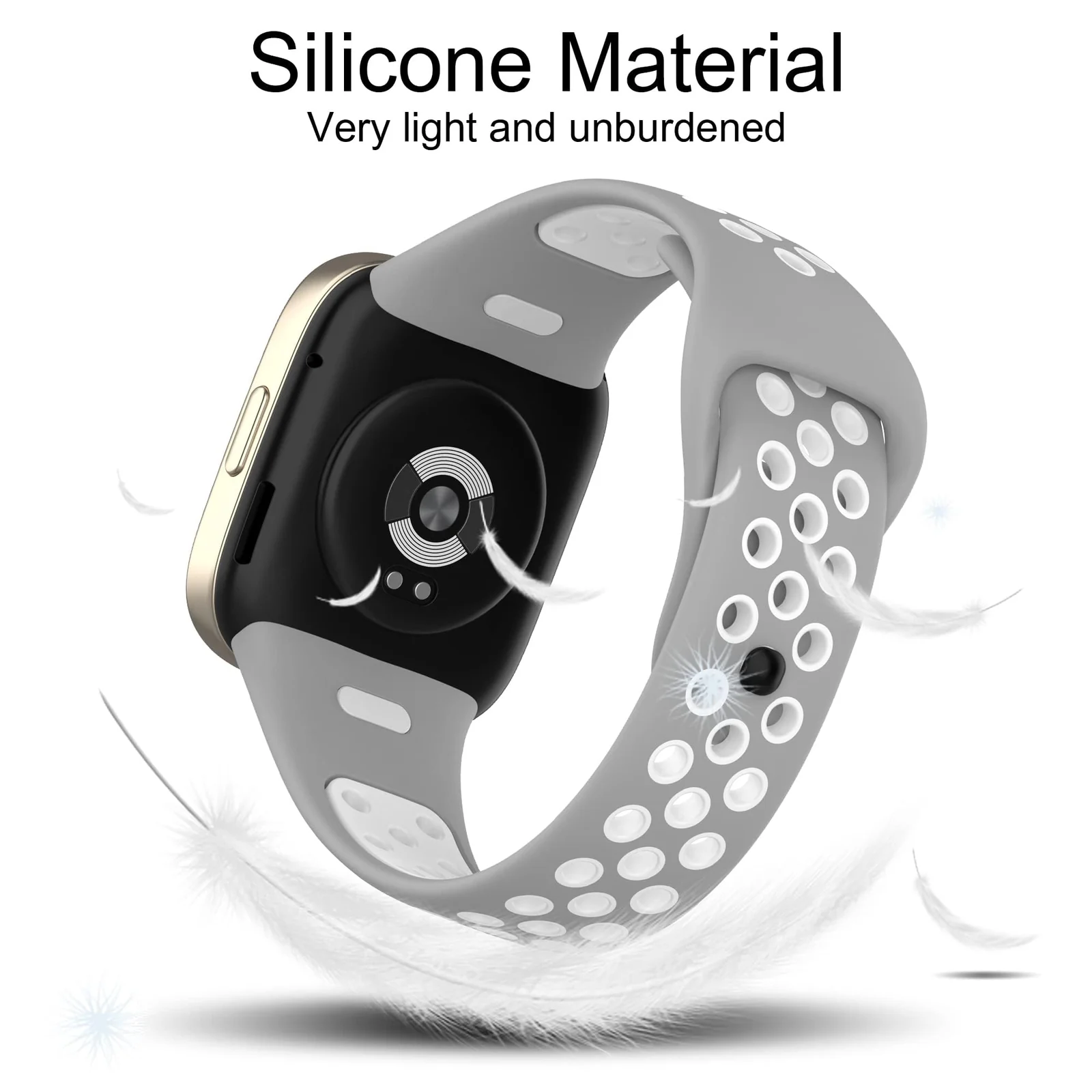 DL3 Mobilak Strap For Xiaomi Redmi Watch 3 (Not for Redmi Watch 3 Lite/Active), [Breathable] Soft Silicone Strap, Two Tone Band, Silicone Replacement Strap - Black