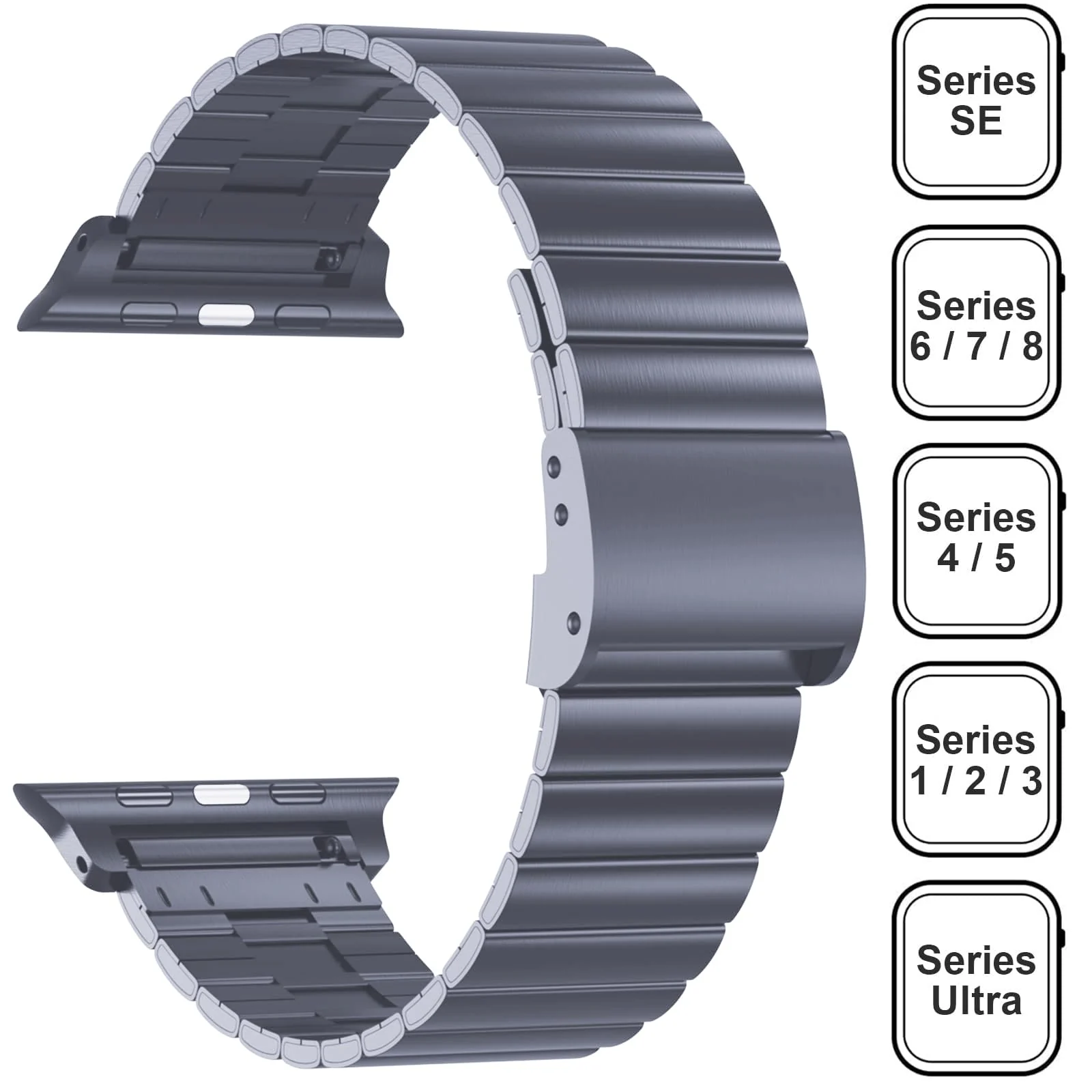 DL3 Mobilak Case with Strap For Apple Watch Ultra 2 49mm Stainless Steel Metal Straps, Hard PC Case With Glass Screen Protector Cover with Strap Bands for Apple Watch Ultra 49mm - Black