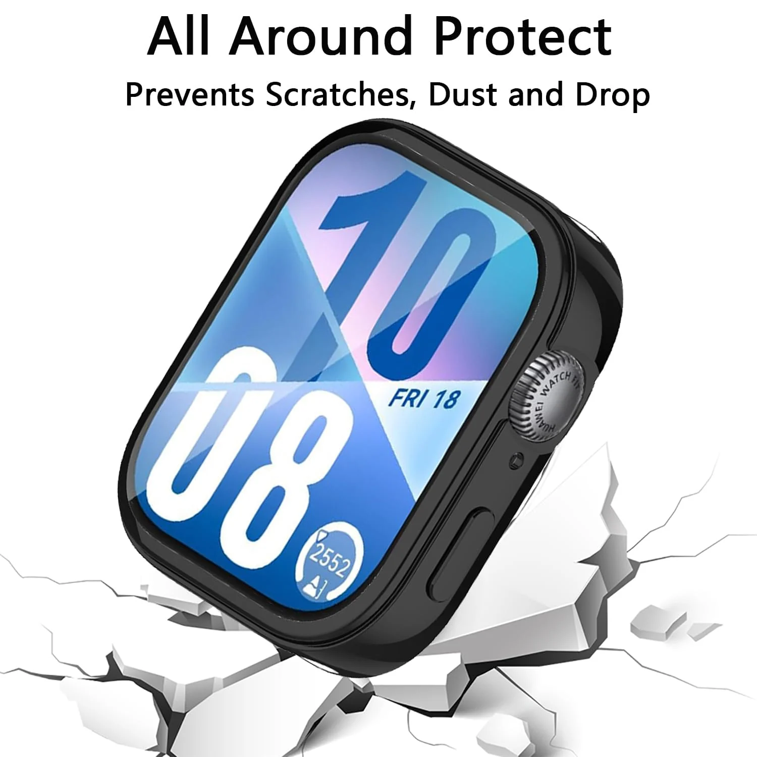 DL3 Mobilak Protective Case compatible with Huawei Watch Fit 4, All-around Flexible TPU Case with Built-in Screen Protector, Soft Frame & Shockproof Cover For Huawei Watch Fit 4 - Black