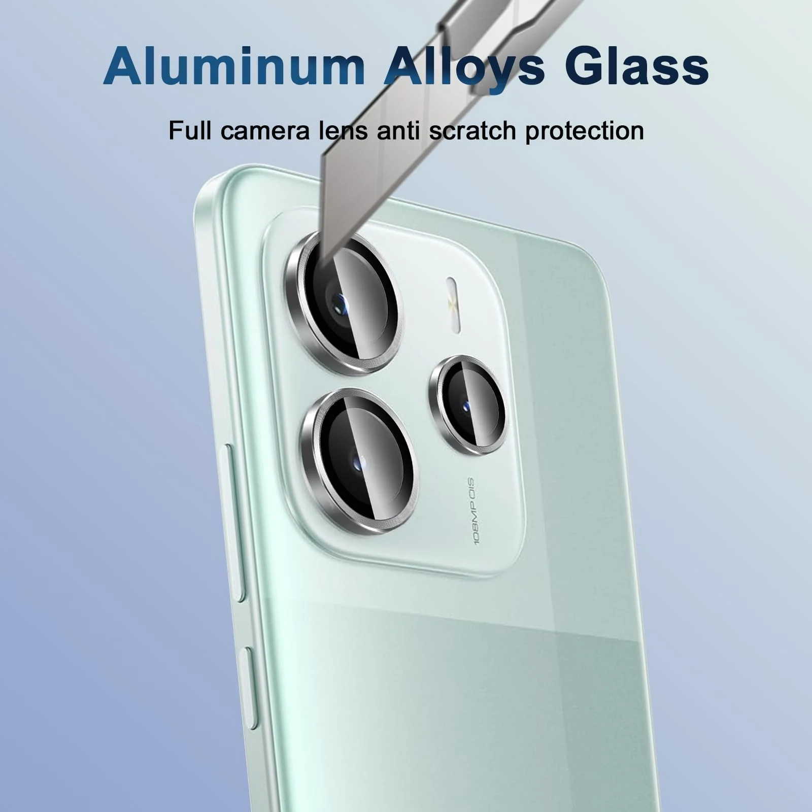 DL3 Mobilak Camera Lens Protector for Xiaomi Redmi Note 14 4G (Not 5G) Accessories, 9H Tempered Glass Metal Individual Ring Camera Cover Screen Protector, Case Friendly, Anti Scratch - Silver