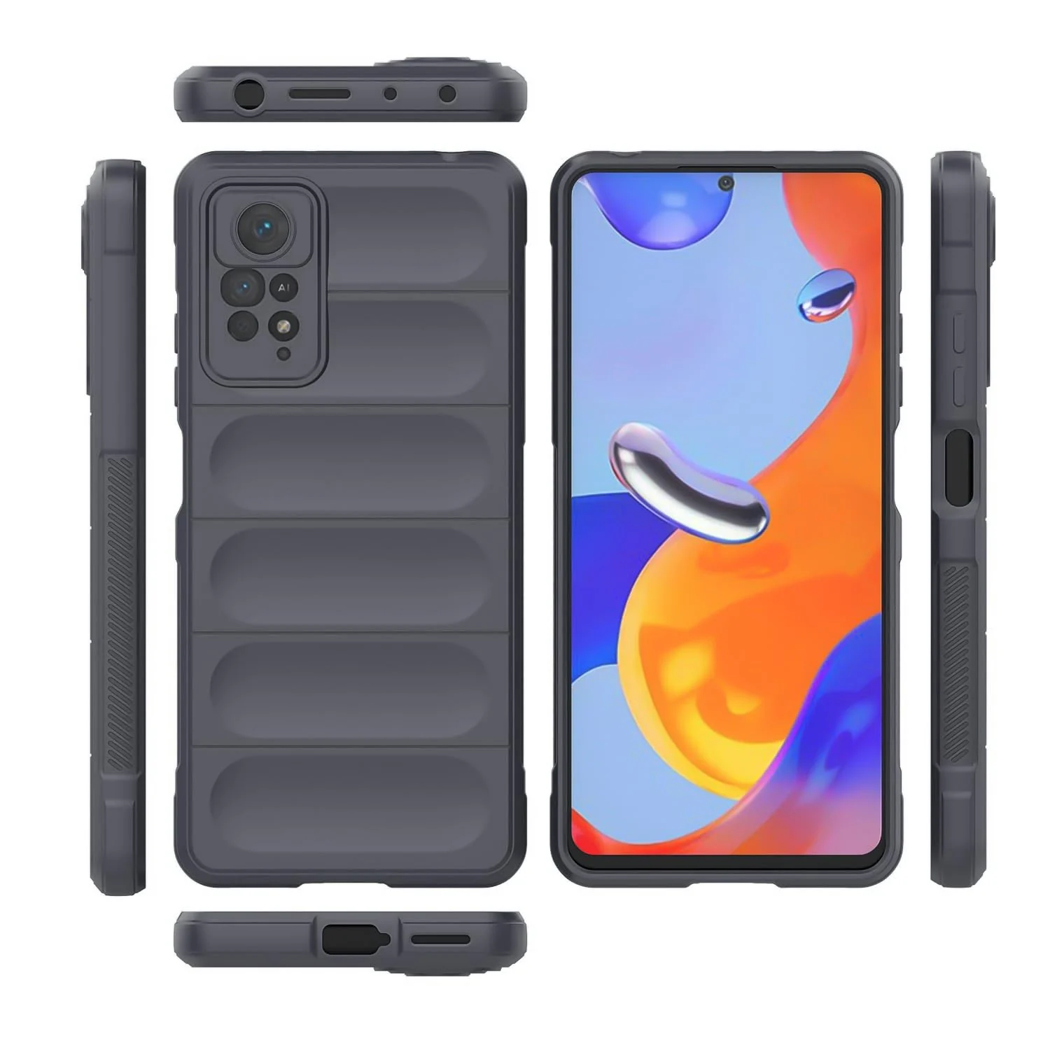 DL3 Mobilak Flexible Silicone and TPU Protective Case with Camera Protection for Xiaomi Redmi Note 11 4G / Note 11S - Dark Gray