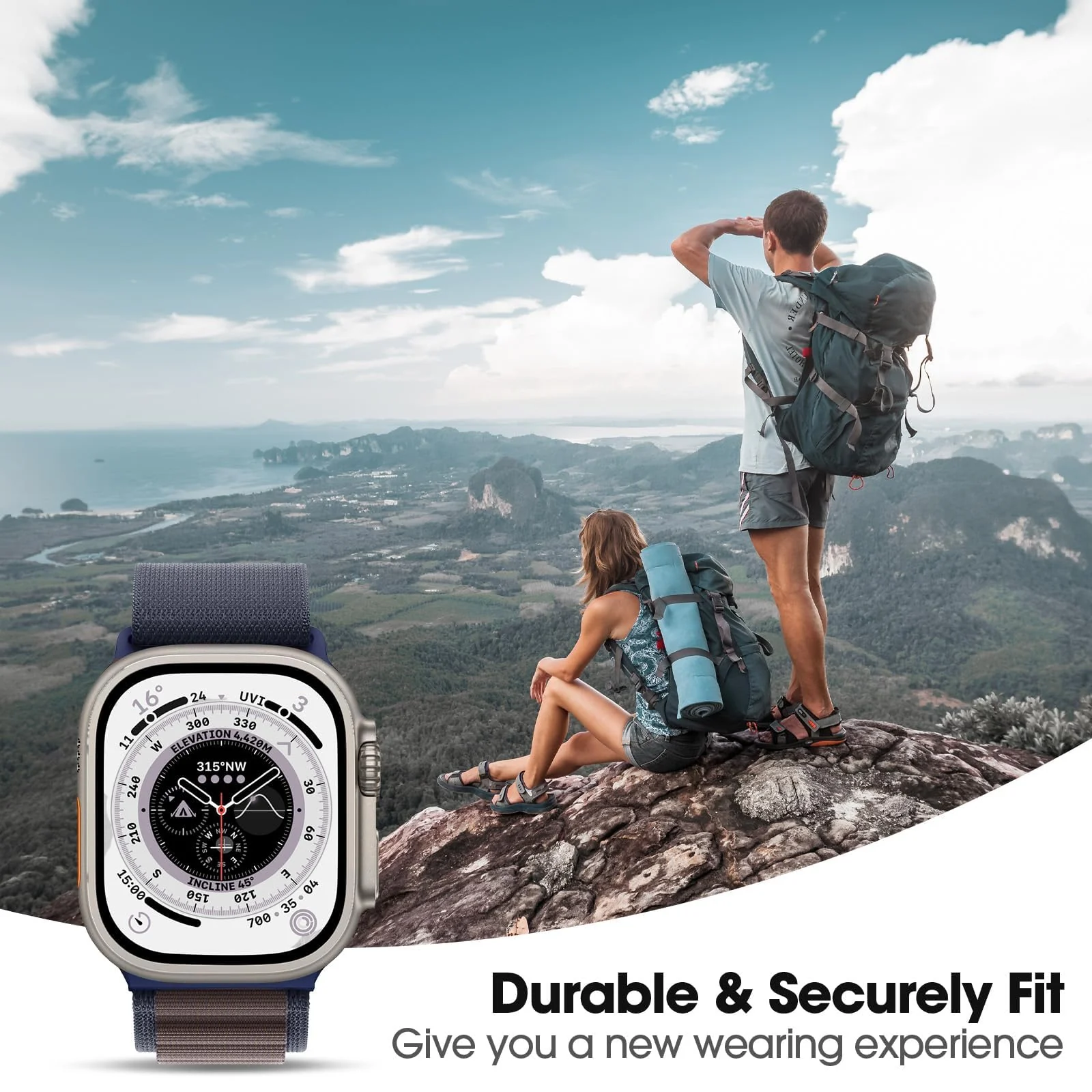 DL3 Mobilak Trail/Alpine Loop Nylon Band Compatible with Apple Watch Ultra 2/Ultra Band 49mm 45mm 44mm 42mm, Adjustable with Metal C-Hook Strap for iWatch Ultra Series 9/8/7/6/5/4/3/2/1/SE2/SE - Purple Coffee