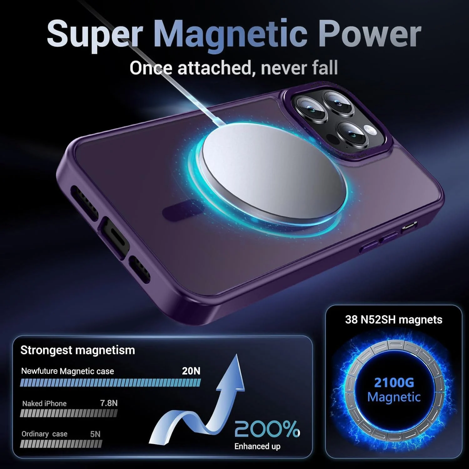 DL3 Mobilak Case for iPhone 15 Pro 6.1-Inch Magnetic Translucent Matte Phone Cases [Compatible with MagSafe] Thin Slim Fit Shockproof Hard Protective Cover for Women Men Girls - Purple