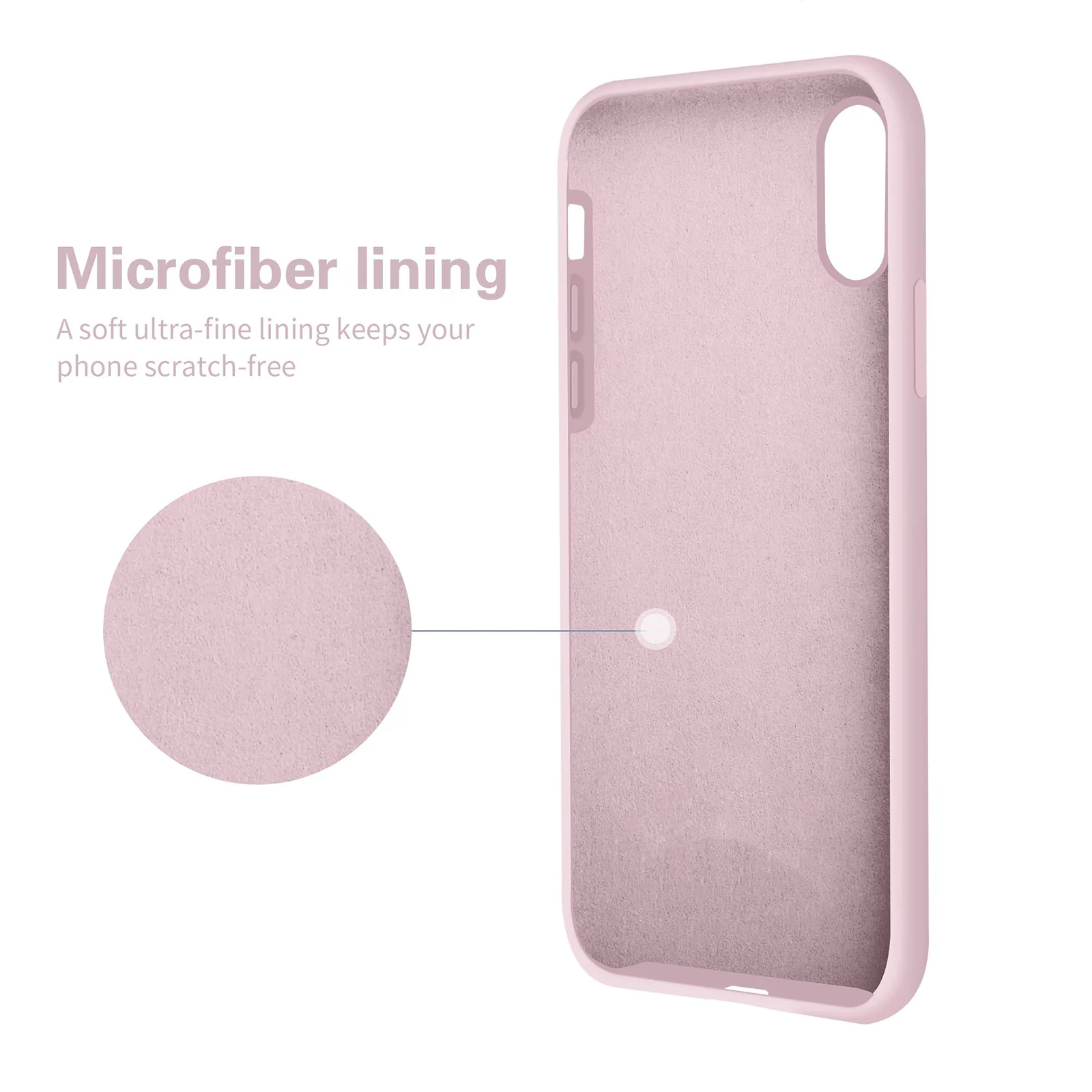 DL3 Mobilak Liquid Silicone Protective Case with Soft Microfiber Lining for iPhone X / iPhone XS - Ice Pink