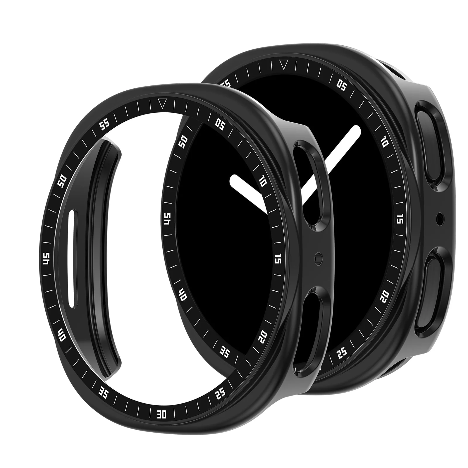 DL3 Mobilak [NO Screen Protector] Bumper Case for Samsung Galaxy Watch 8 44mm, Slim Thin Shockproof Bumper Cover With Metal Scale, Hard PC Protective Frame All-Around Edge - Black