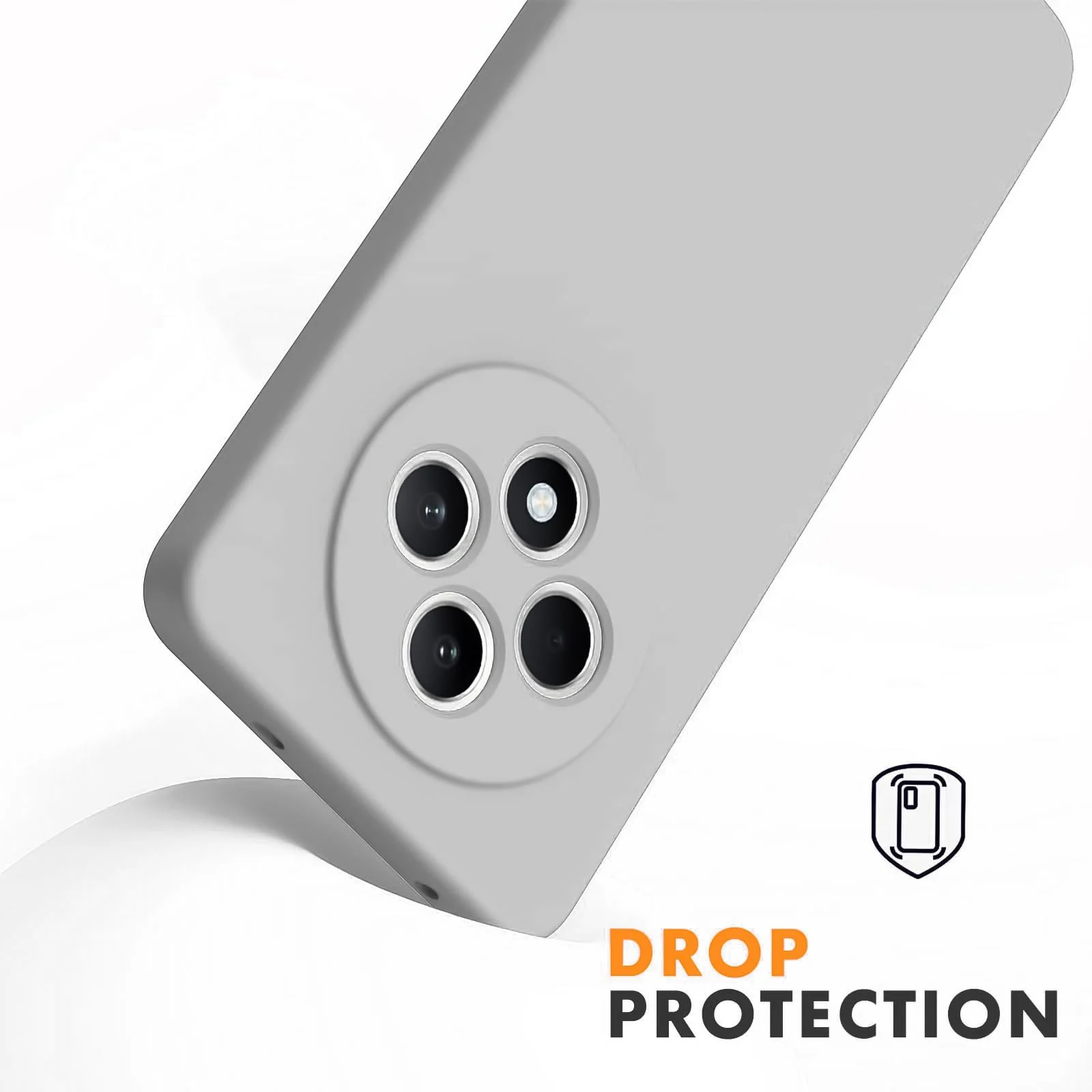 DL3 Mobilak Liquid Silicone Case for OPPO Reno 12 F / Reno 12F, Not compatible with MagSafe, Supports wireless charging, Camera protection - Gray