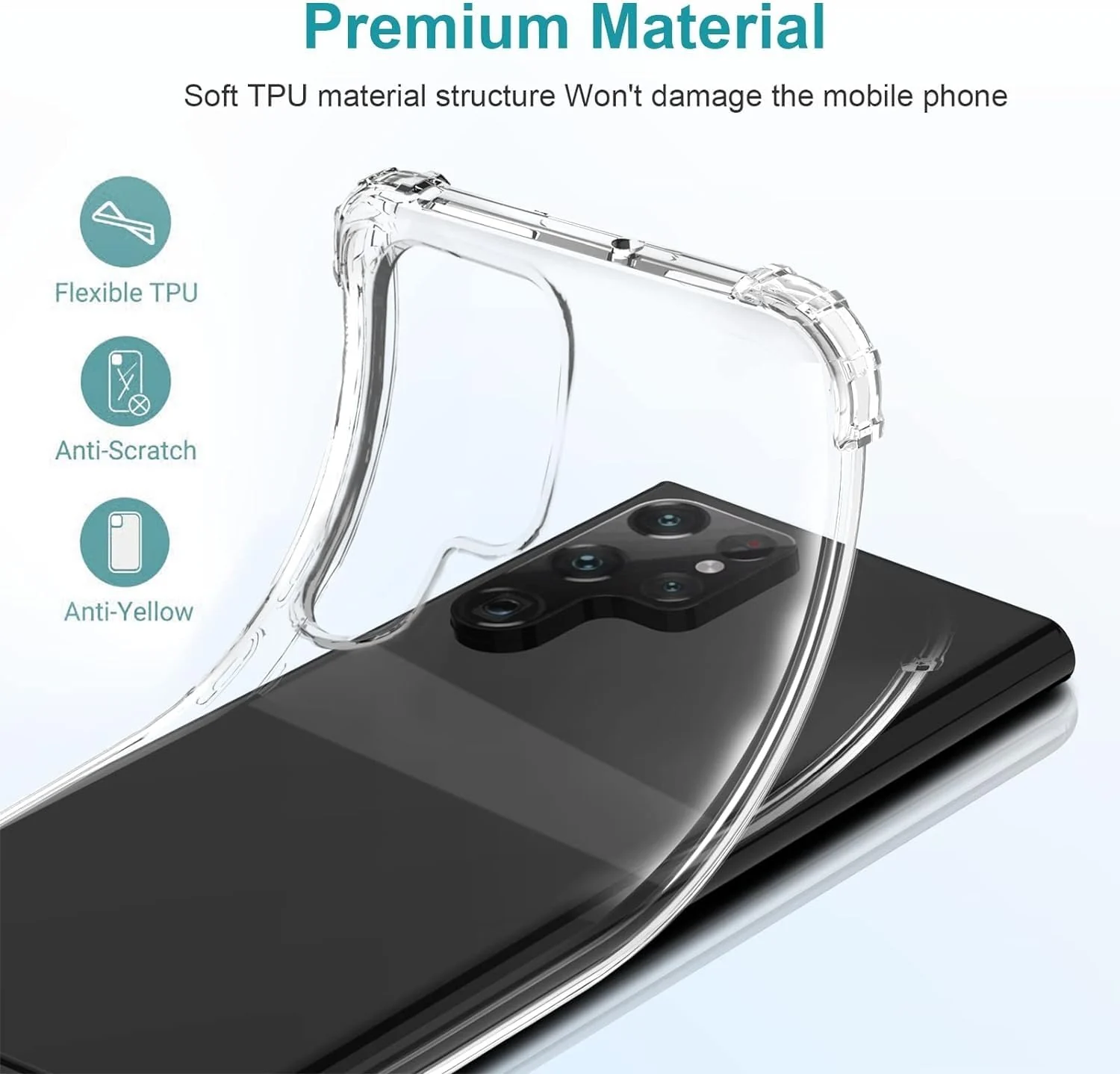 DL3 Mobilak Case Compatible with Samsung Galaxy S22 Ultra, Cover Silicone TPU Gorilla Anti-shock Shockproof Corners - Clear