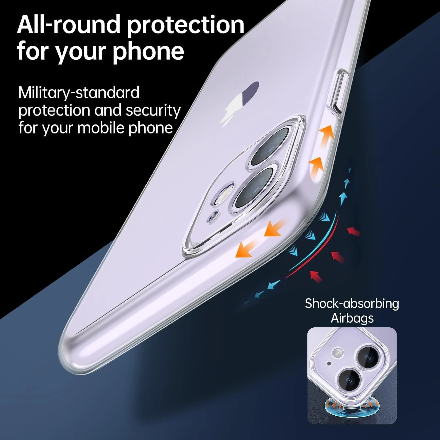 DL3 Mobilak Camera Protective Case Compatible with iPhone 12 Case, Mobile Phone Case iPhone 12 Thin Soft Silicone Anti-Yellow Protective Case - Clear