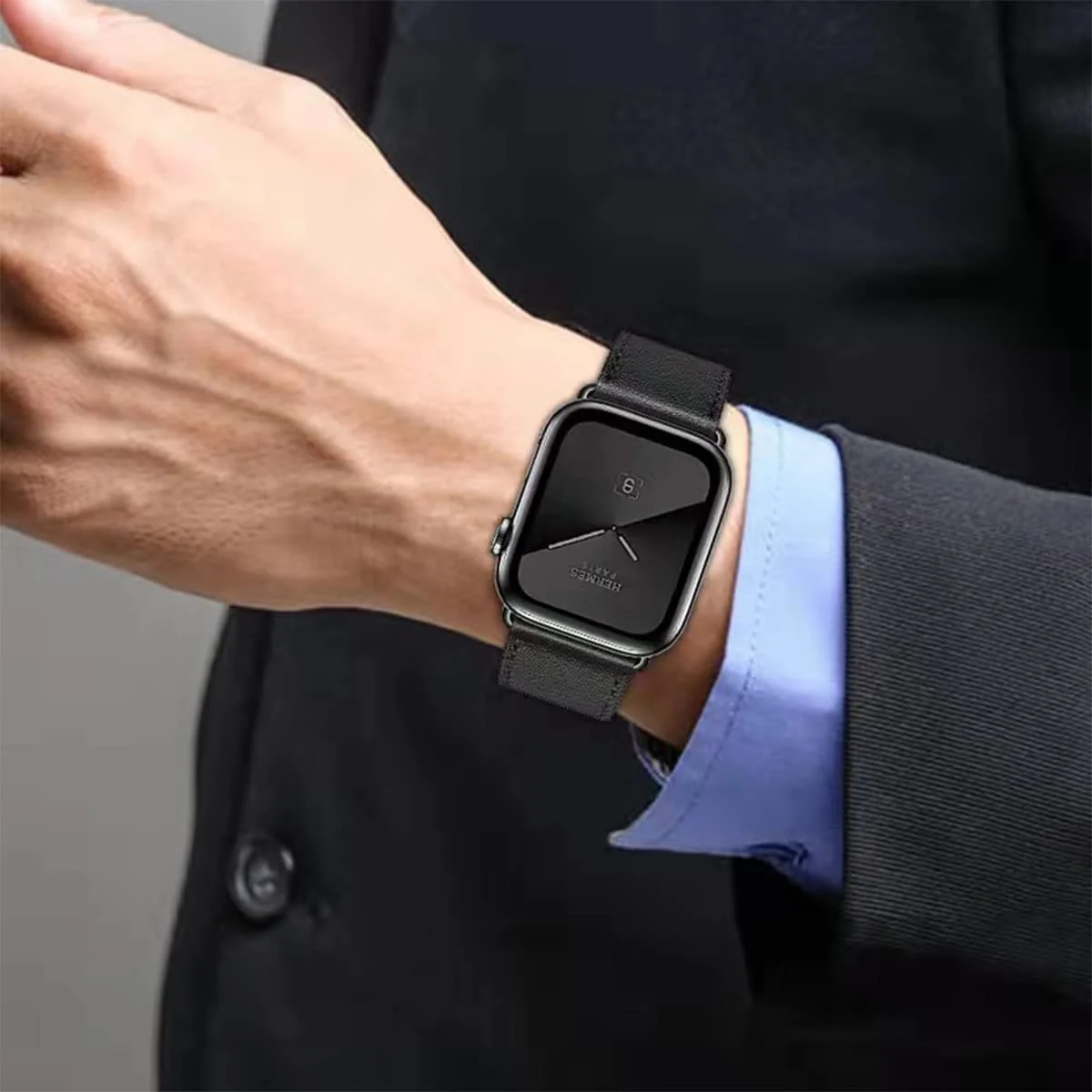 DL3 Mobilak Compatible with Apple Watch Band 49mm 46mm 45mm 44mm 42mm Leather Band Replacement Strap, Soft Leather Bracelet for iWatch Series 11 10 9 8 7 6 5 4 SE SE2 Ultra 3 2 1 - B.Black