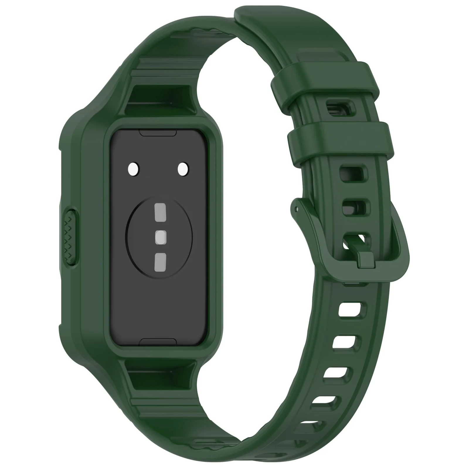 MOBIGON Rugged Silicone Strap with Bumper Case for Huawei Band 11, Green