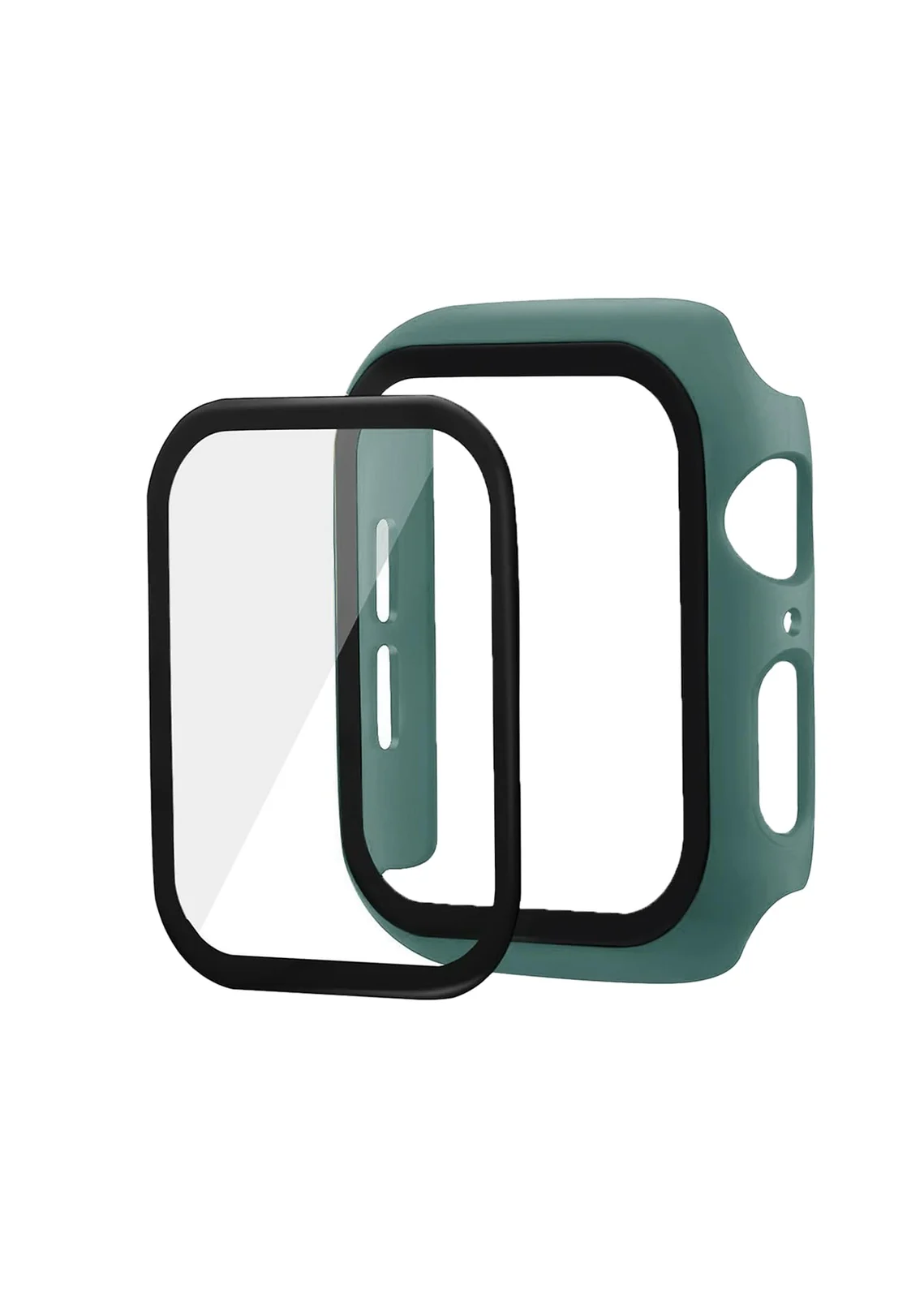 DL3 Mobilak Band with Case Compatible with Apple Watch 44mm, Silicone Sport Wristband Replacement, Strap With Cover Built-in Glass Screen Protector for iWatch Series 6 5 4 SE SE 2 - Pine Green