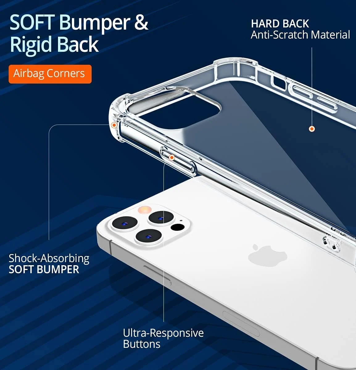 DL3 Mobilak Clear TPU Protective Case for iPhone with Camera Protection and Shockproof Design - Clear