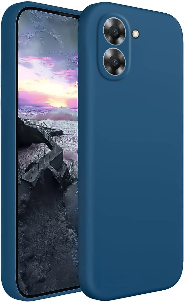 Dl3 Mobilak Case Compatible with Realme 10 Liquid Silicone Case Shockproof Soft TPU Slim Back Cover (Blue)