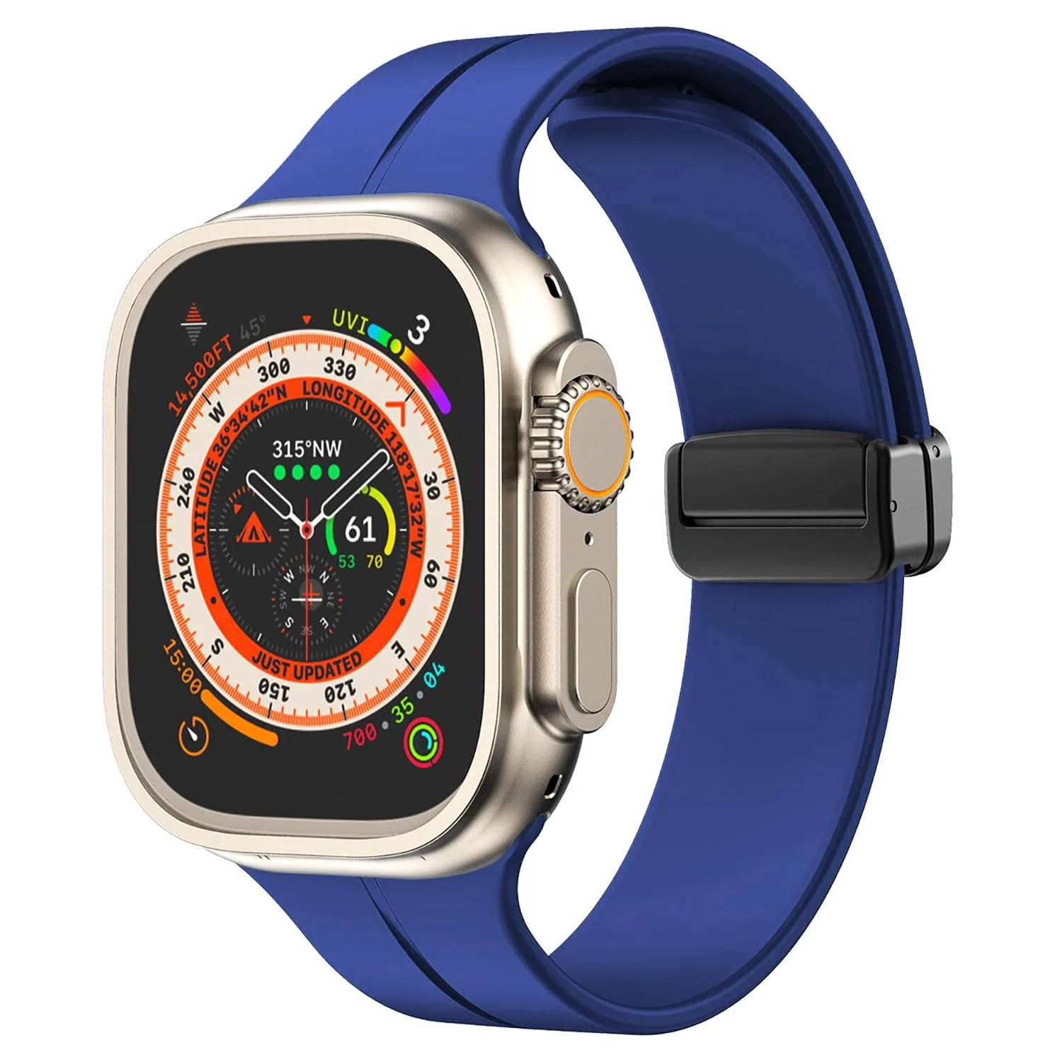 DL3 MOBILAK Magnetic Bands for Apple Watch Ultra/Ultra 2 Band 49mm 45mm 44mm 42mm 41mm 40mm 38mm,Soft Sport Silicone Strap for iwatch Series 9/8/7/6/5/4 (42mm/44mm/45mm/49mm) - Blue