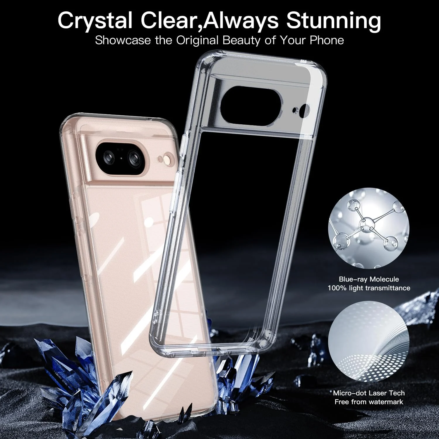 DL3 Mobilak Case Compatible with Google Pixel 8 Case Crystal Soft TPU Gel Case Flexible Silicone Anti-Scratch Camera Protection TPU Cover - Clear