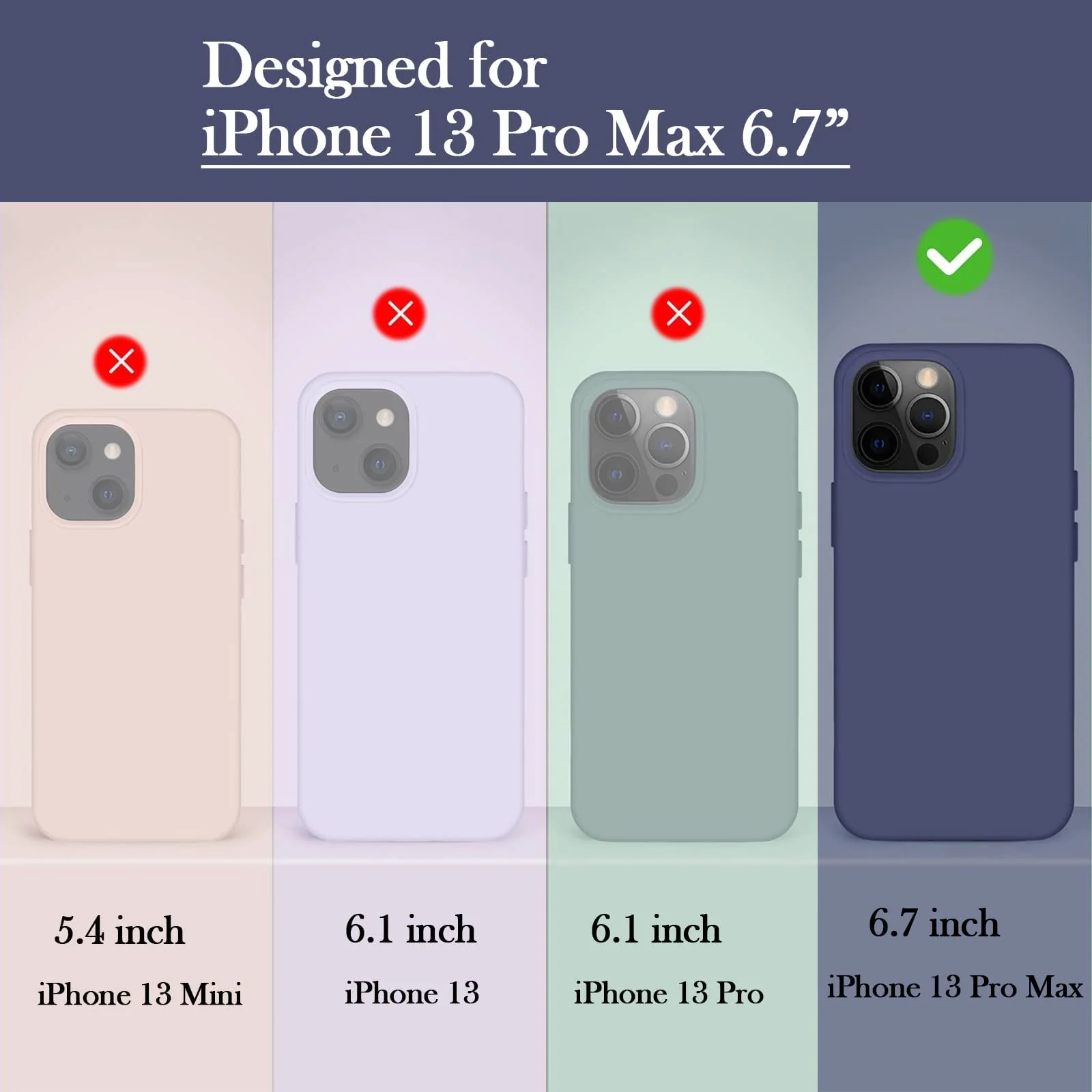DL3 Mobilak Liquid Silicone Protective Case with Soft Microfiber Lining for iPhone 13 Pro Max (6.7 Inch) - Royal Blue
