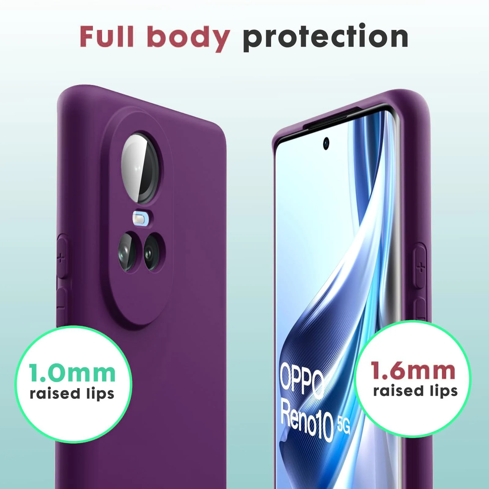 DL3 Mobilak Liquid Silicone Protective Case with Soft Microfiber Lining for OPPO Reno 10 - Violet