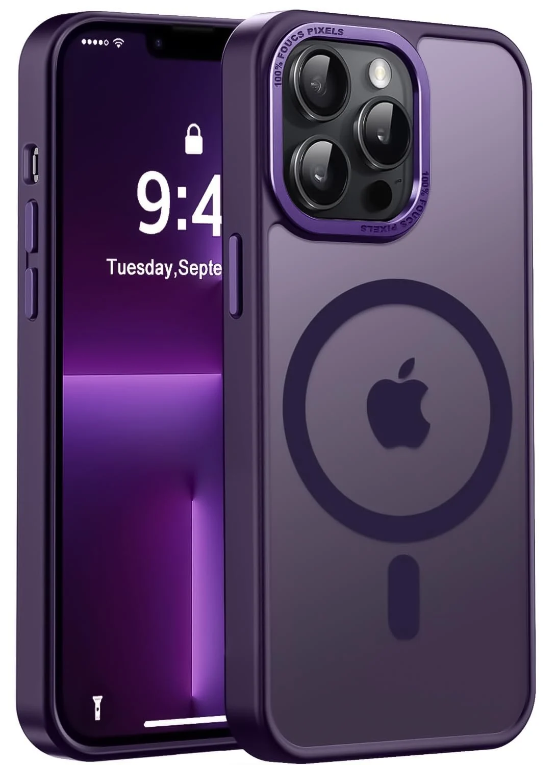 DL3 Mobilak Case for iPhone 15 Pro 6.1-Inch Magnetic Translucent Matte Phone Cases [Compatible with MagSafe] Thin Slim Fit Shockproof Hard Protective Cover for Women Men Girls - Purple