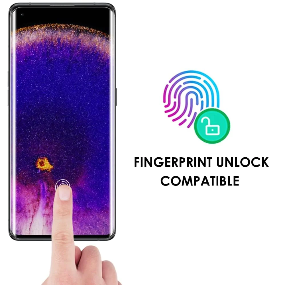 DL3 Mobilak Li-to Screen Protector OPPO Find X5 Pro [Liquid UV Tempered Glass] Full Screen adhesive [Sensitive Touch][Fingerprint Sensor Compatible] HD - Clear