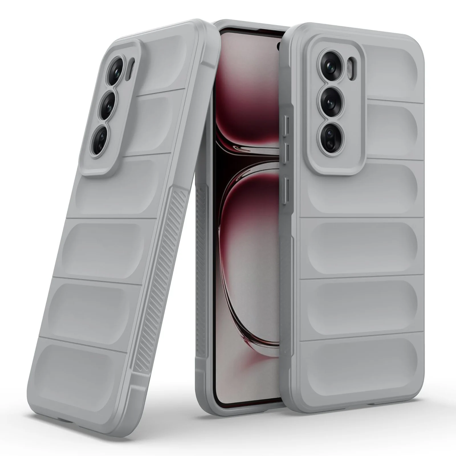 DL3 Mobilak Silicone Case for OPPO Reno 12 Pro 5G Heavy Duty Protective [Slim Fit] Shockproof Soft Flexible Protective Design Shock-Absorption TPU Cover With Camera Protection - Gray