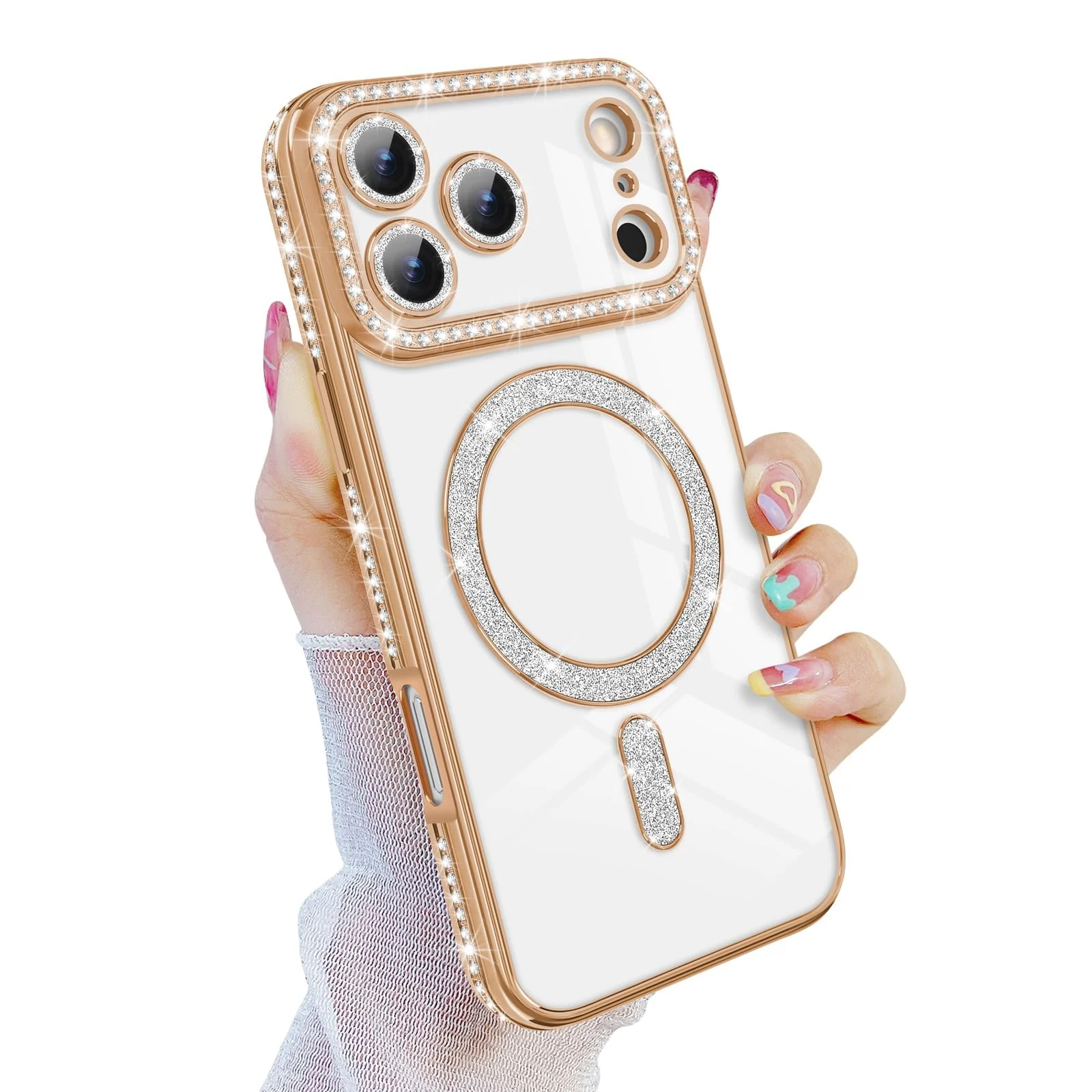 DL3 Mobilak MagSafe-Compatible Magnetic Case for iPhone 17 Pro with Camera Protection and Magnetic Car-Mount Support - Gold