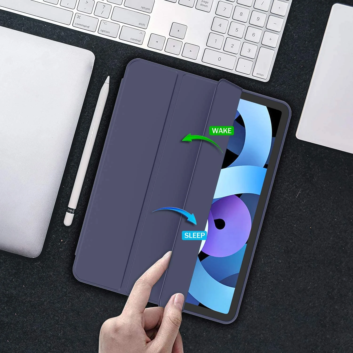 DL3 Mobilak iPad Air 11-Inch M2 (2024), iPad Air 5/4 (2022/2020 5th/4th 10.9-Inch) Case with Pencil Holder Full Body Protection + Charging Support Compatible with Apple Pencil (2nd generation) and - Blue