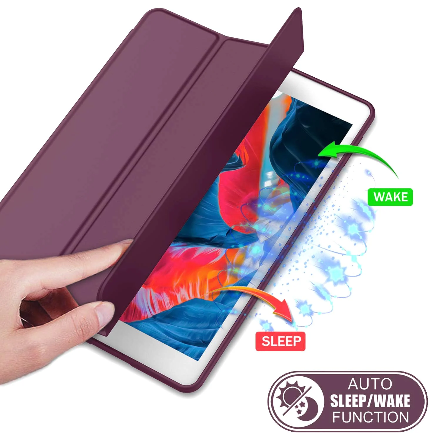 DL3 Mobilak Smart Case for Samsung Galaxy Tab A8 10.5 Inch 2021(-X200/-X205/-X207) with Pencil Holder, Soft TPU Smart Stand Back Cover Auto Wake/Sleep Feature - Wine Red
