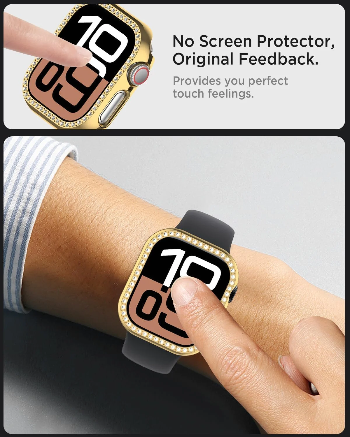 DL3 MOBILAK Bling Hard PC Watch Bumper Case for Apple Watch Series 4 and 5 and 6 and SE 40MM - Gold