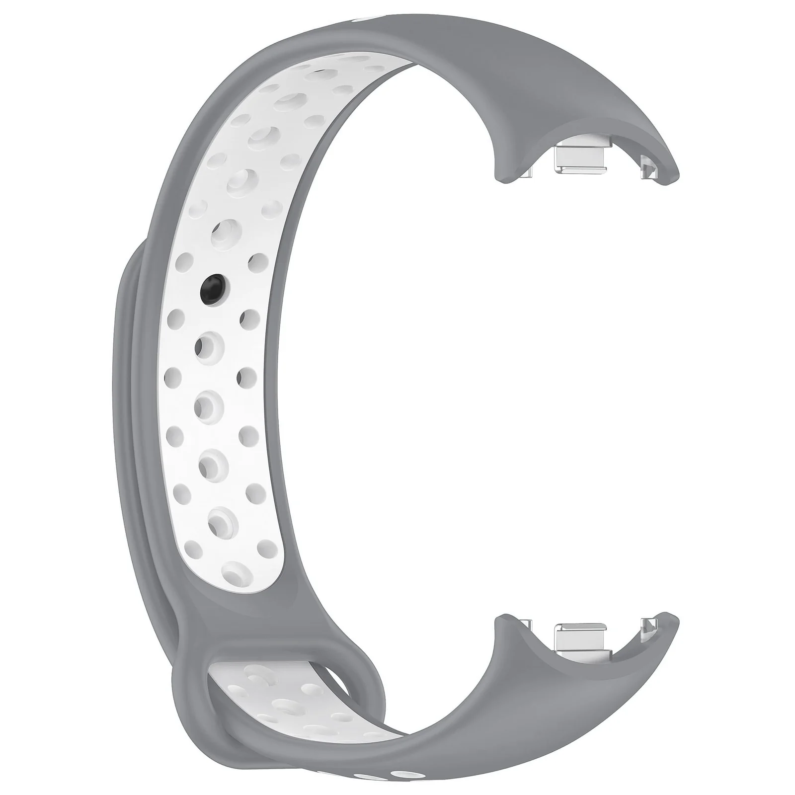DL3 Mobilak Strap for Xiaomi Mi Band 9 / Mi Band 8, Breathable Sport Silicone Watch Band Strap, Replacement Bracelet Wristband Wrist Strap for Xiaomi Smart Band 9/Xiaomi Smart Band 8 Watch Accessories - Gray White